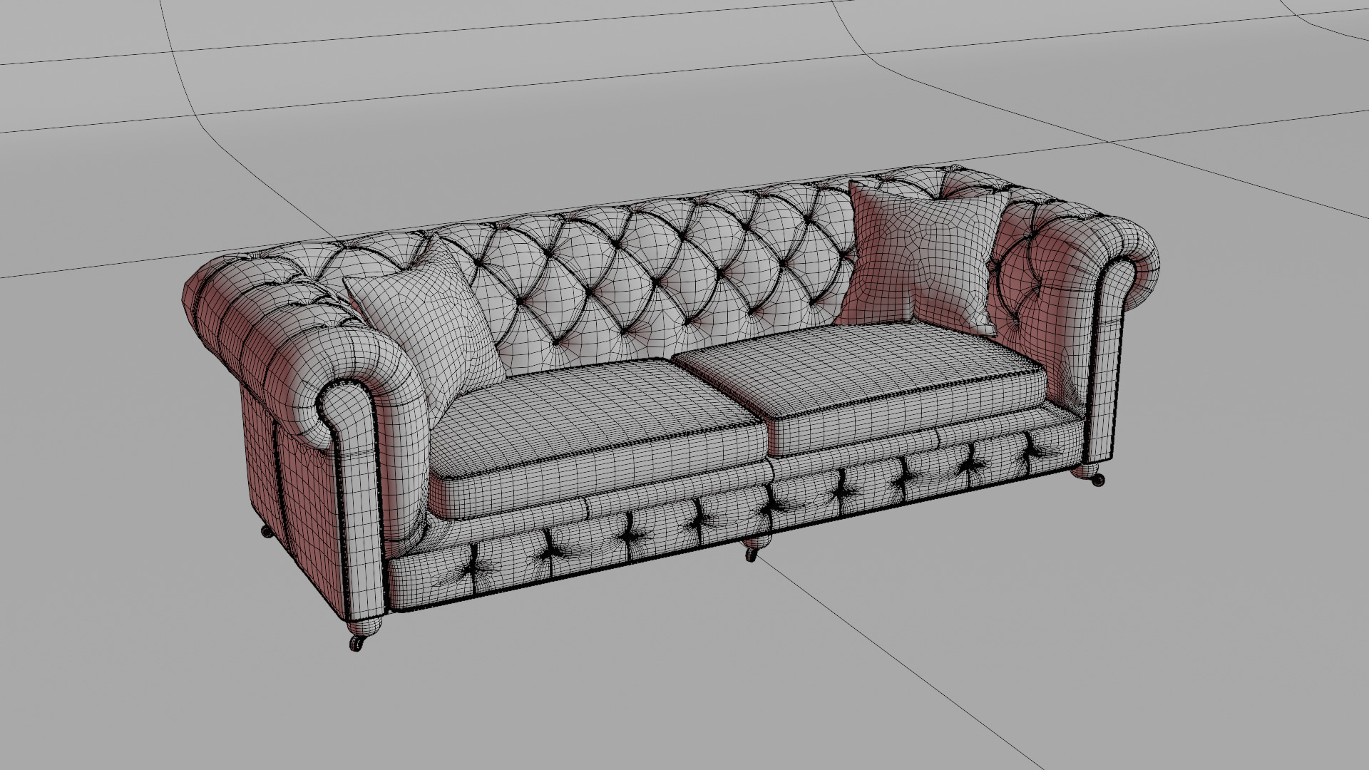 Chesterfield leather sofa 3D model_1
