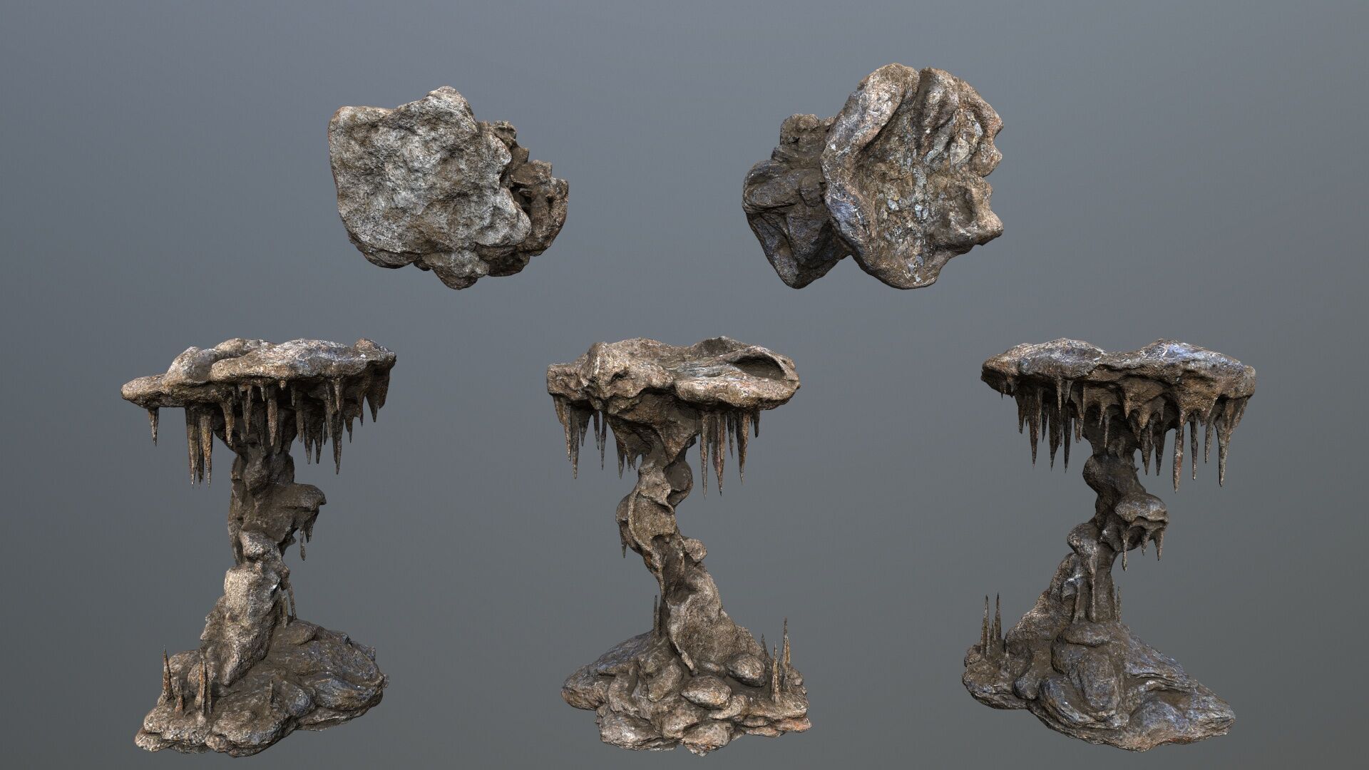 cave rocks Low-poly 3D model_1