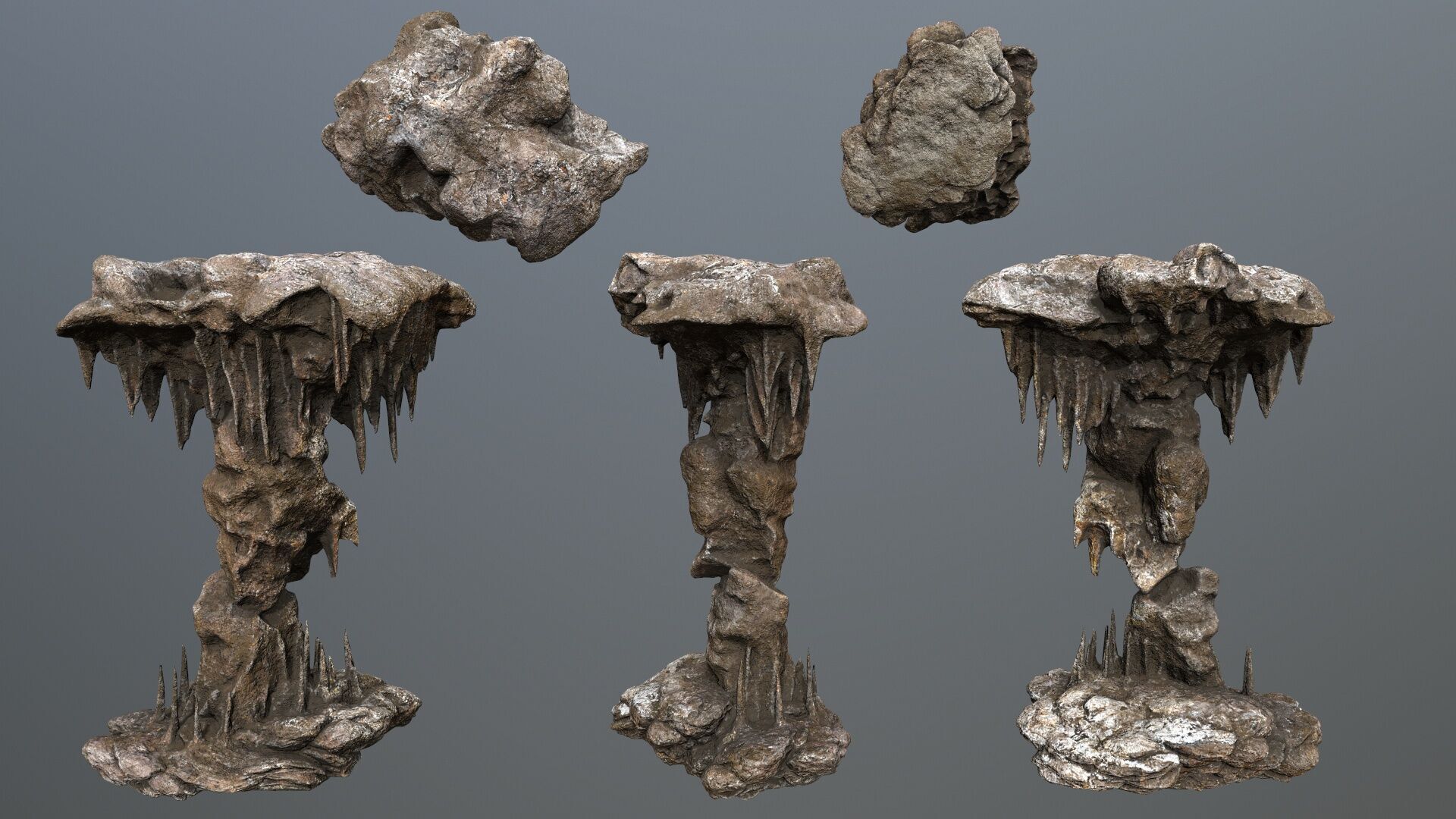 cave rocks Low-poly 3D model_3