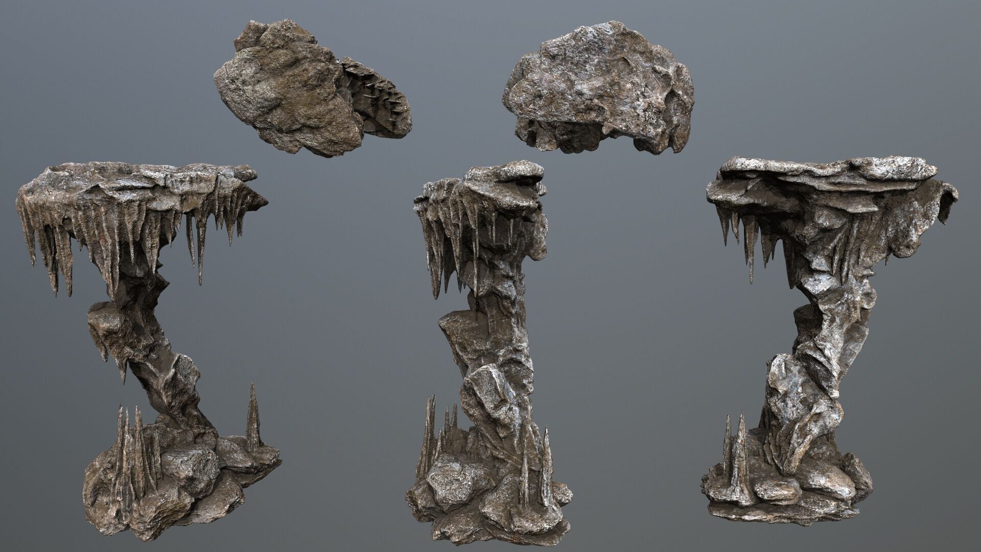 cave rocks Low-poly 3D model_2