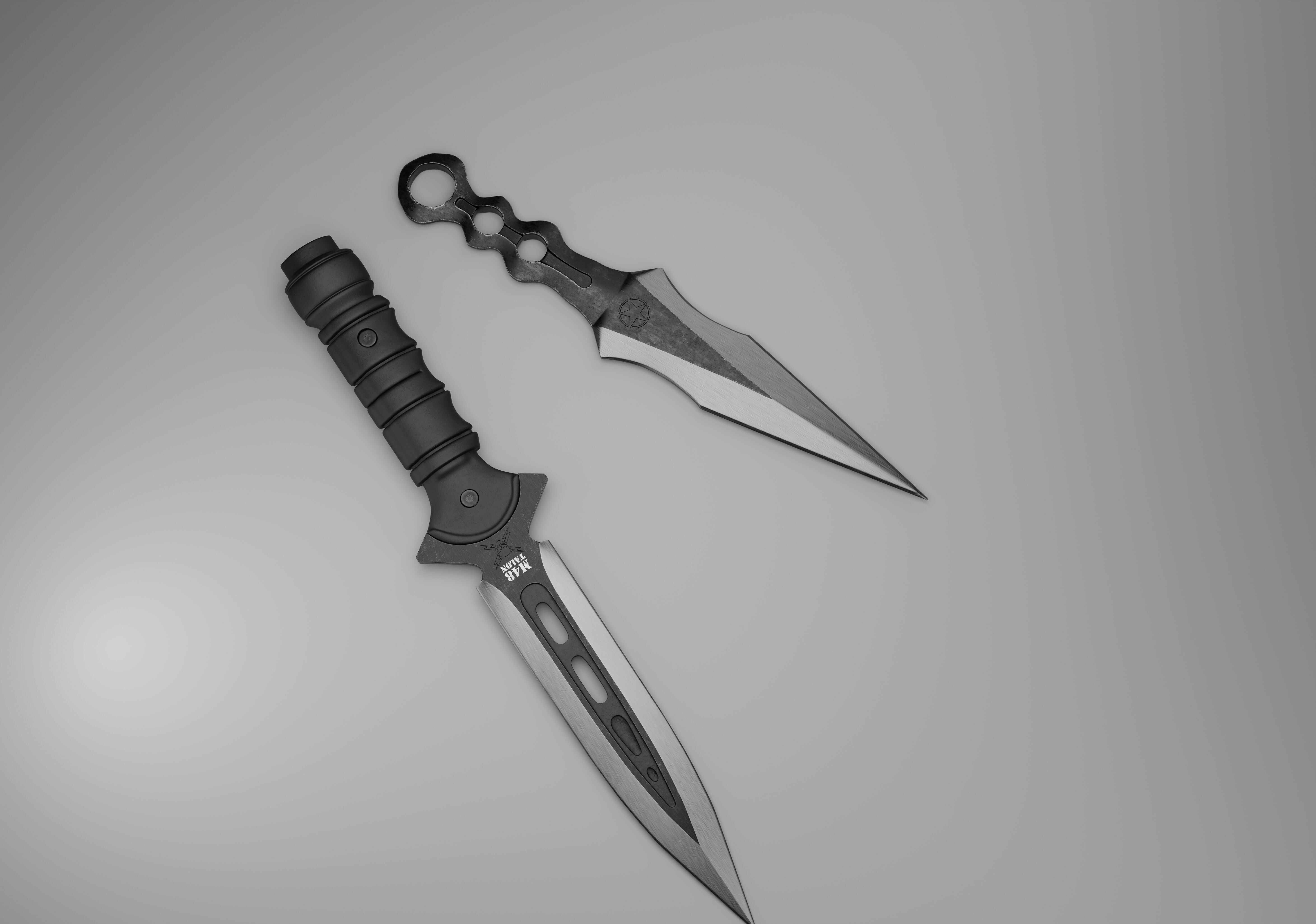 military M45 knife and throw ninja knife  3D model_7