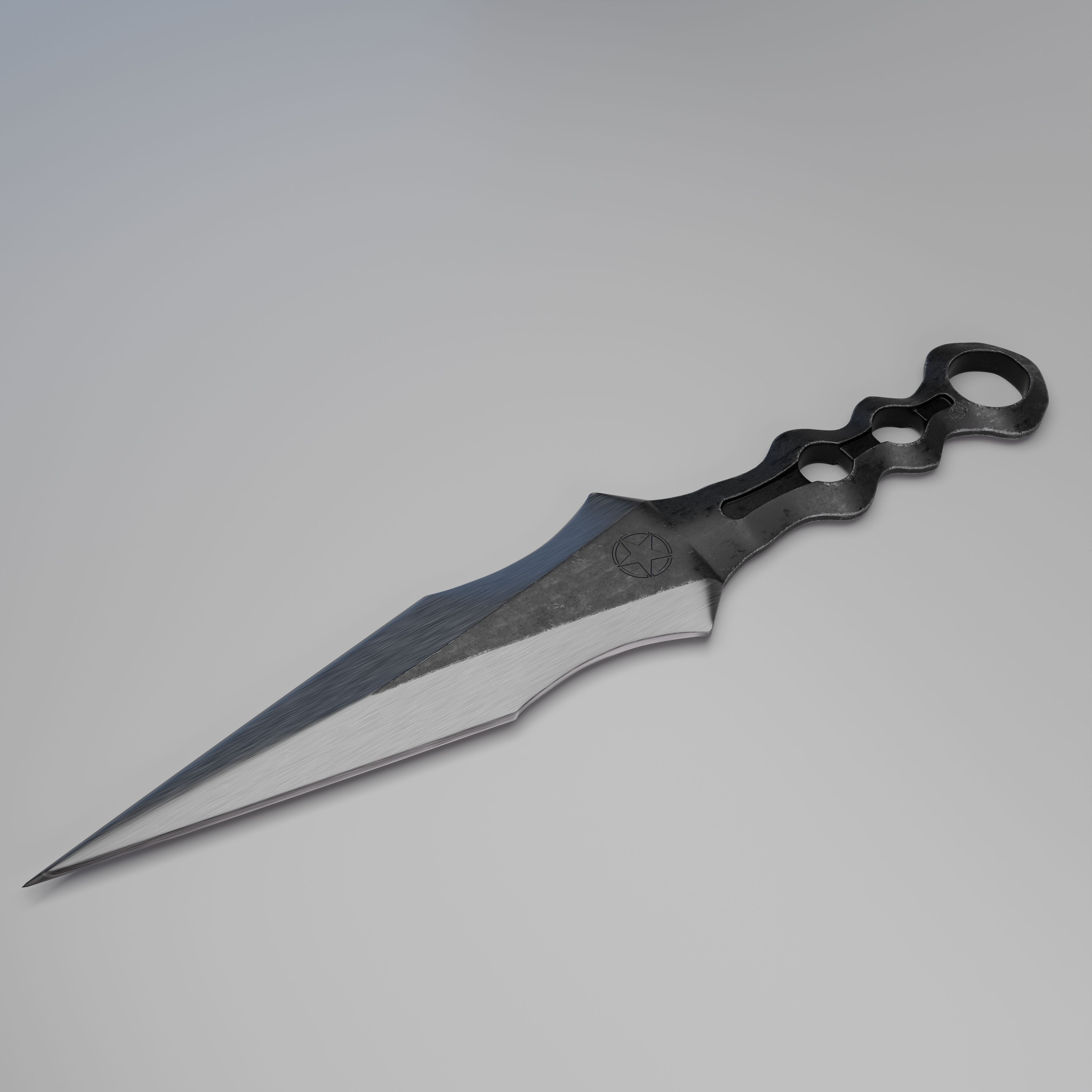 military M45 knife and throw ninja knife  3D model_3