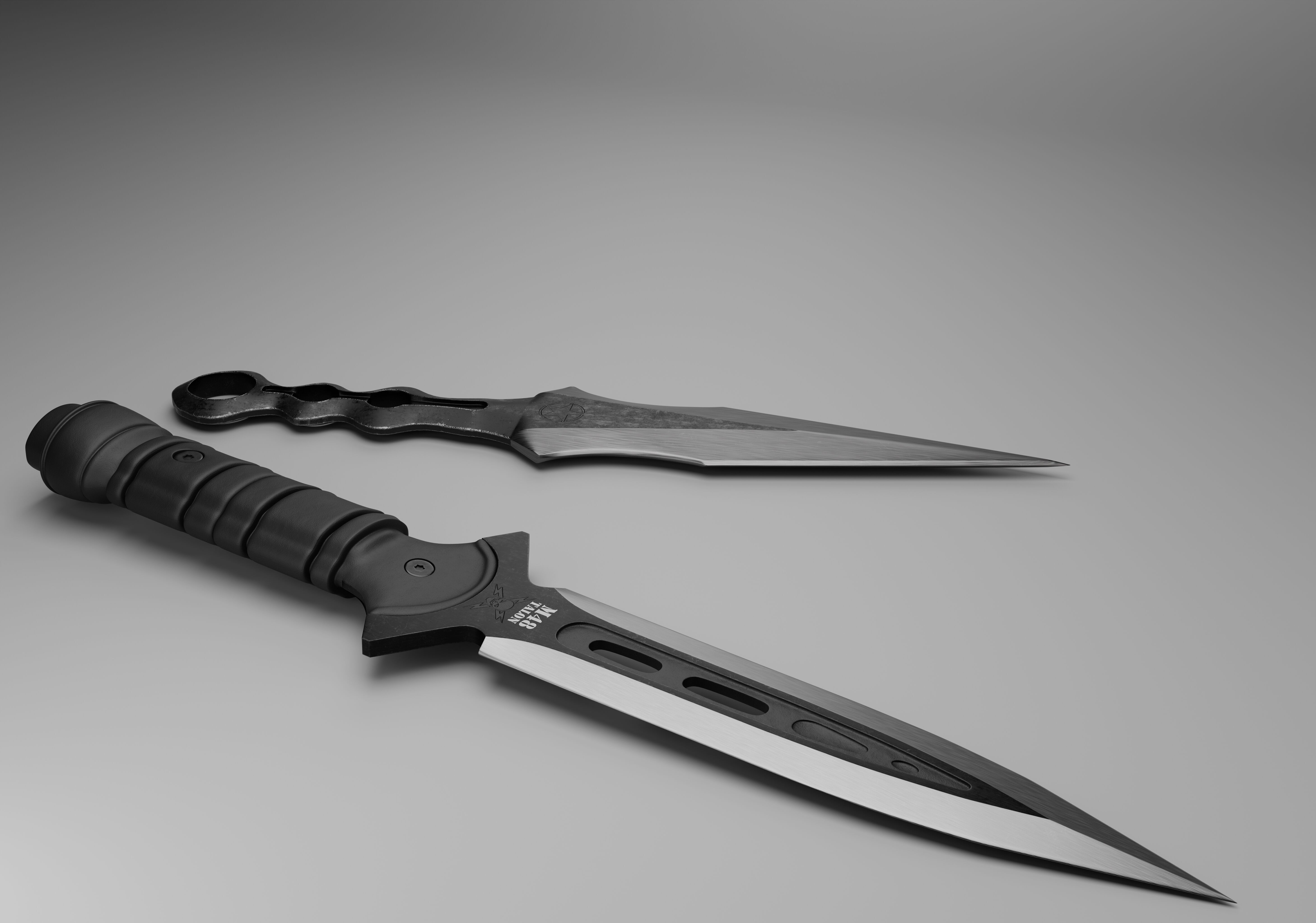 military M45 knife and throw ninja knife  3D model_5