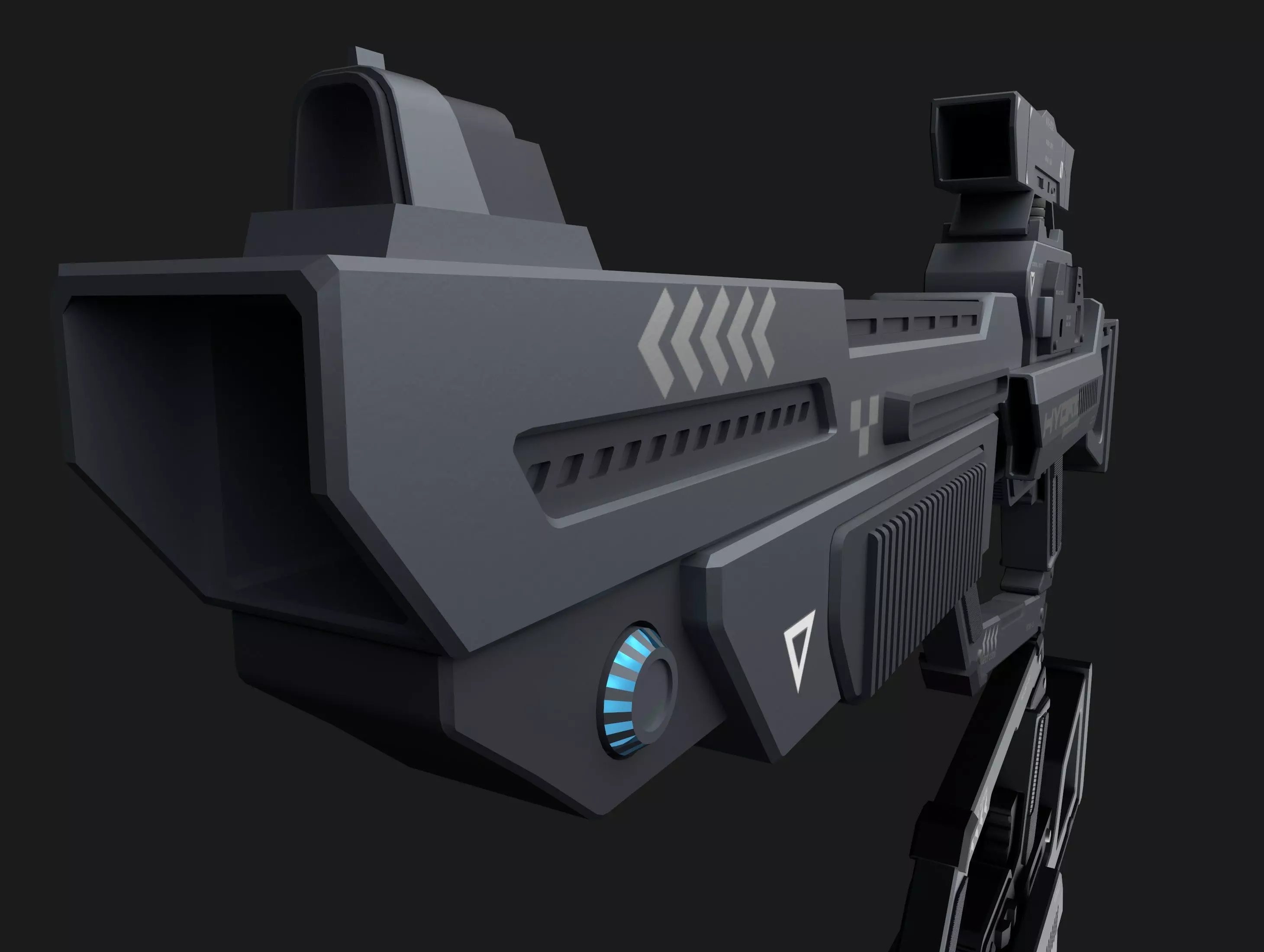 HYBRID Tactical Sci-Fi Rifle Low-poly 3D model_9