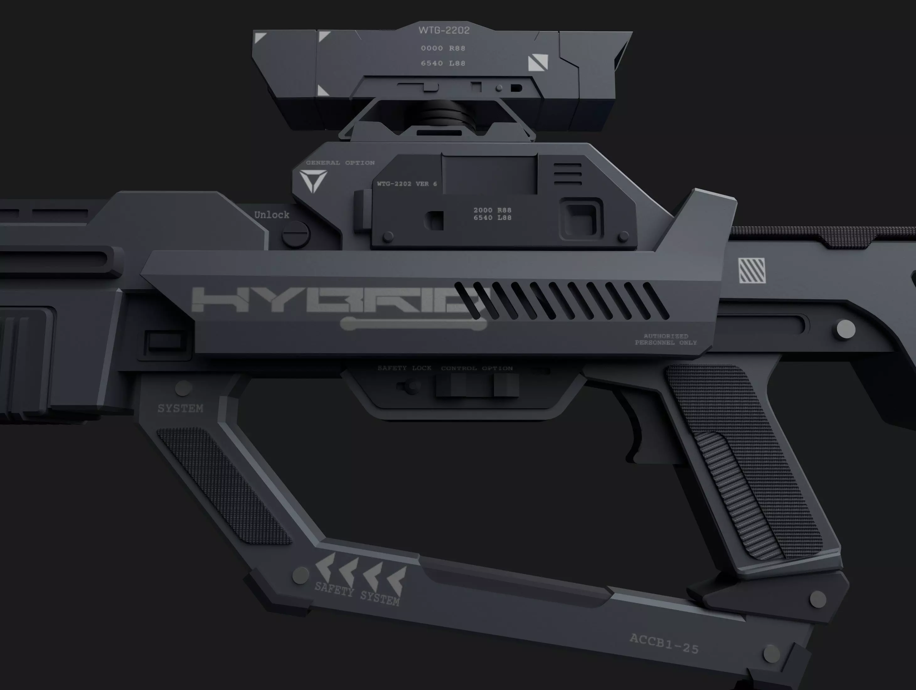 HYBRID Tactical Sci-Fi Rifle Low-poly 3D model_8