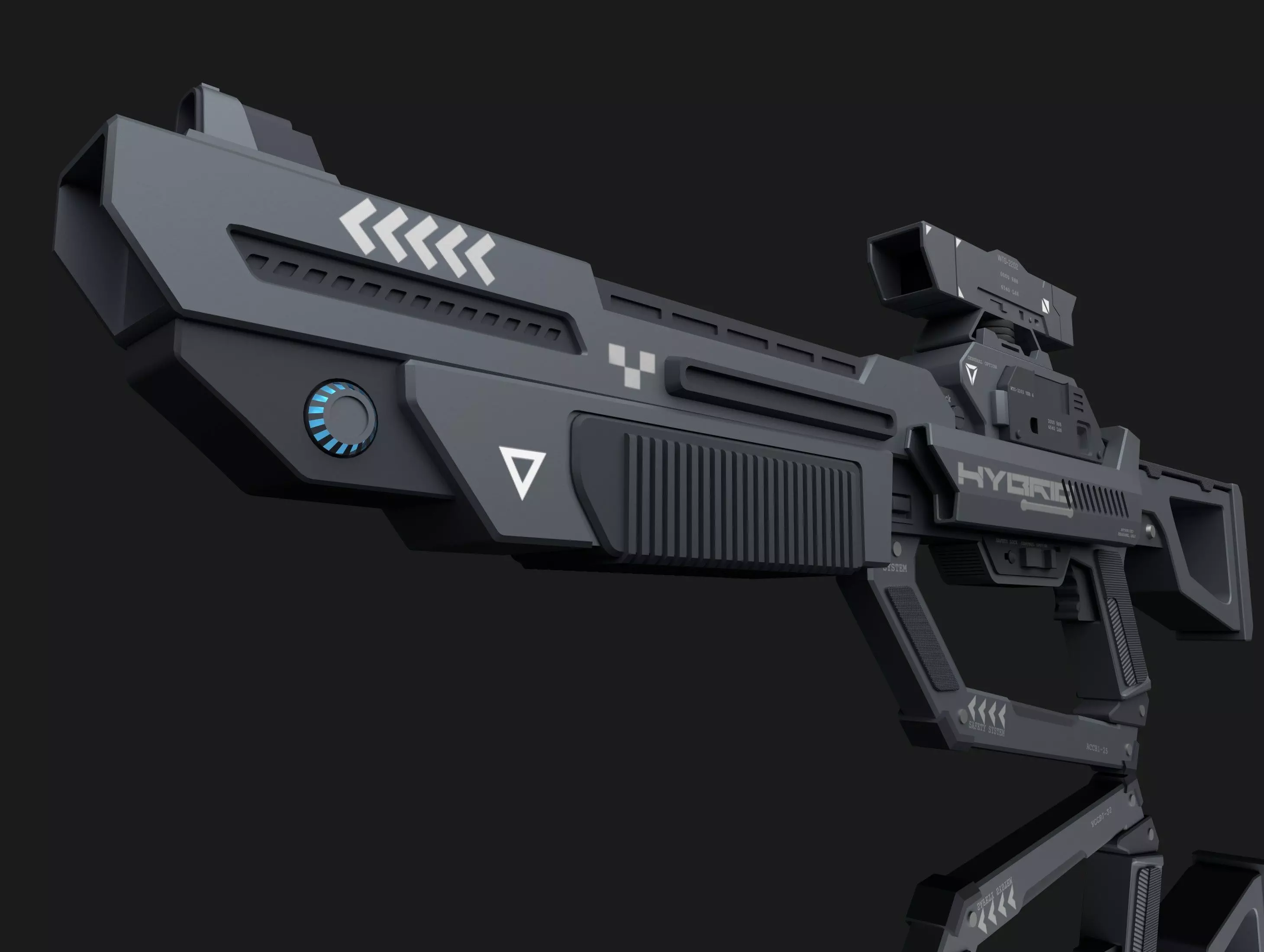 HYBRID Tactical Sci-Fi Rifle Low-poly 3D model_0