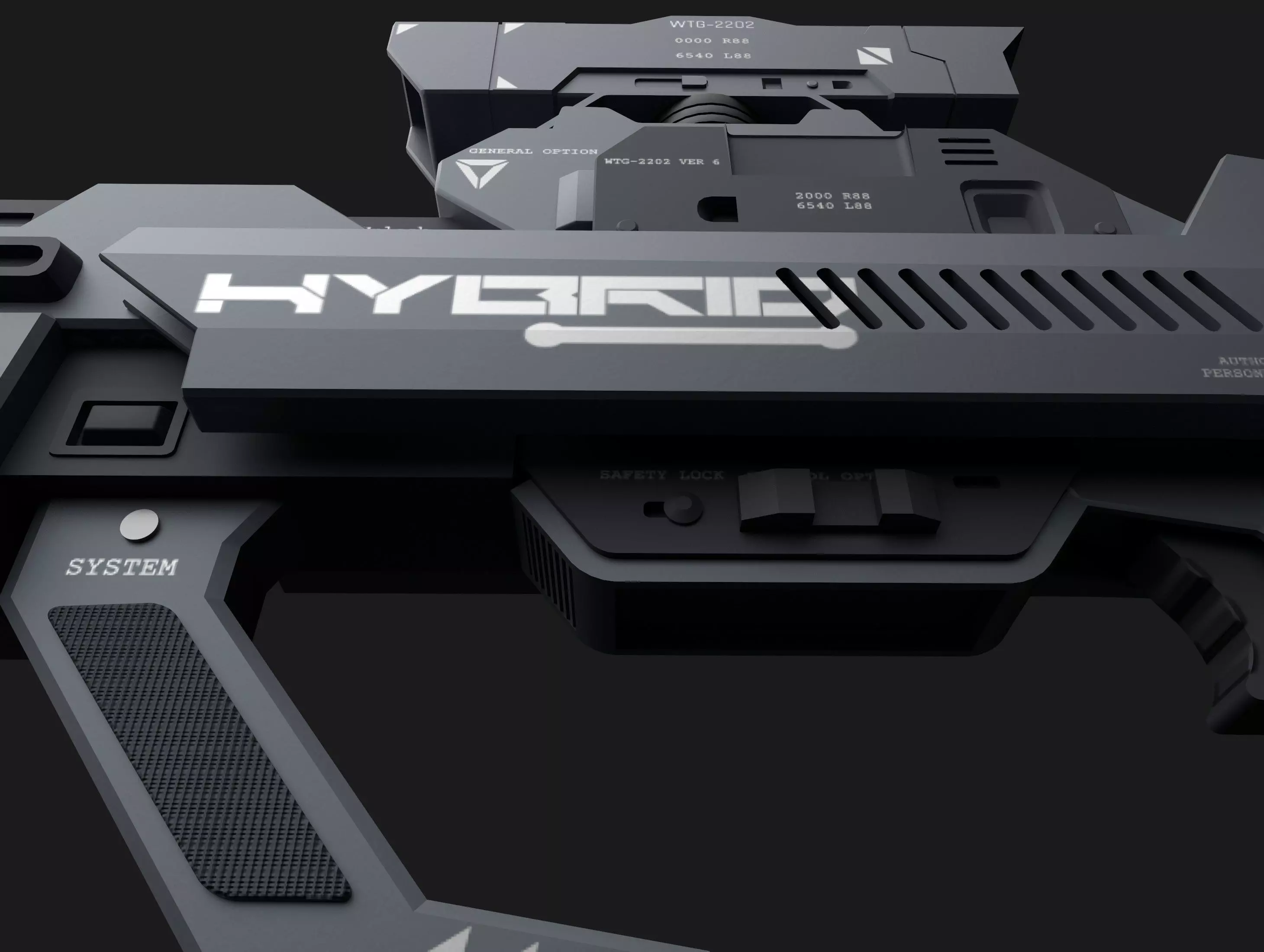 HYBRID Tactical Sci-Fi Rifle Low-poly 3D model_6