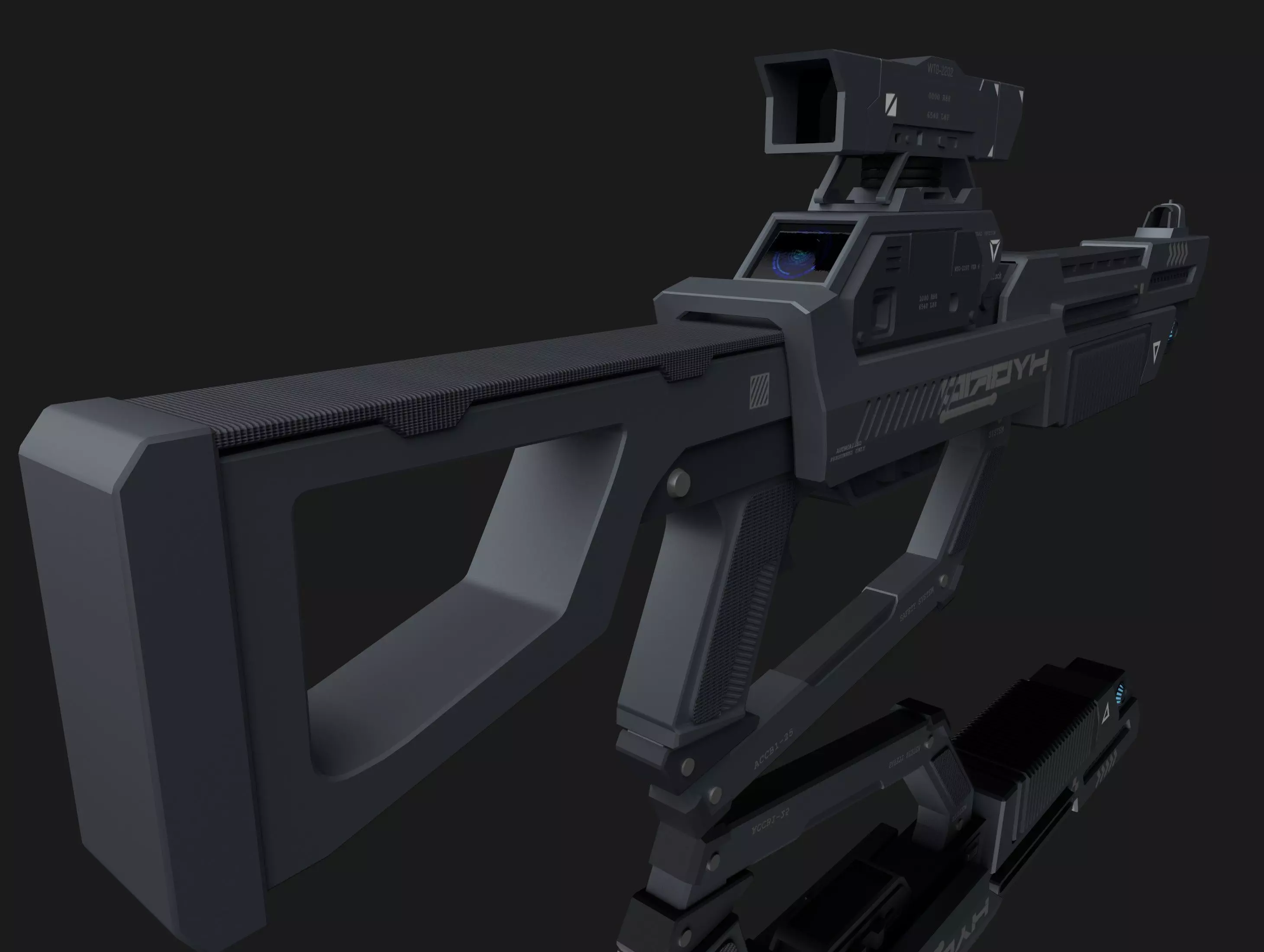 HYBRID Tactical Sci-Fi Rifle Low-poly 3D model_5