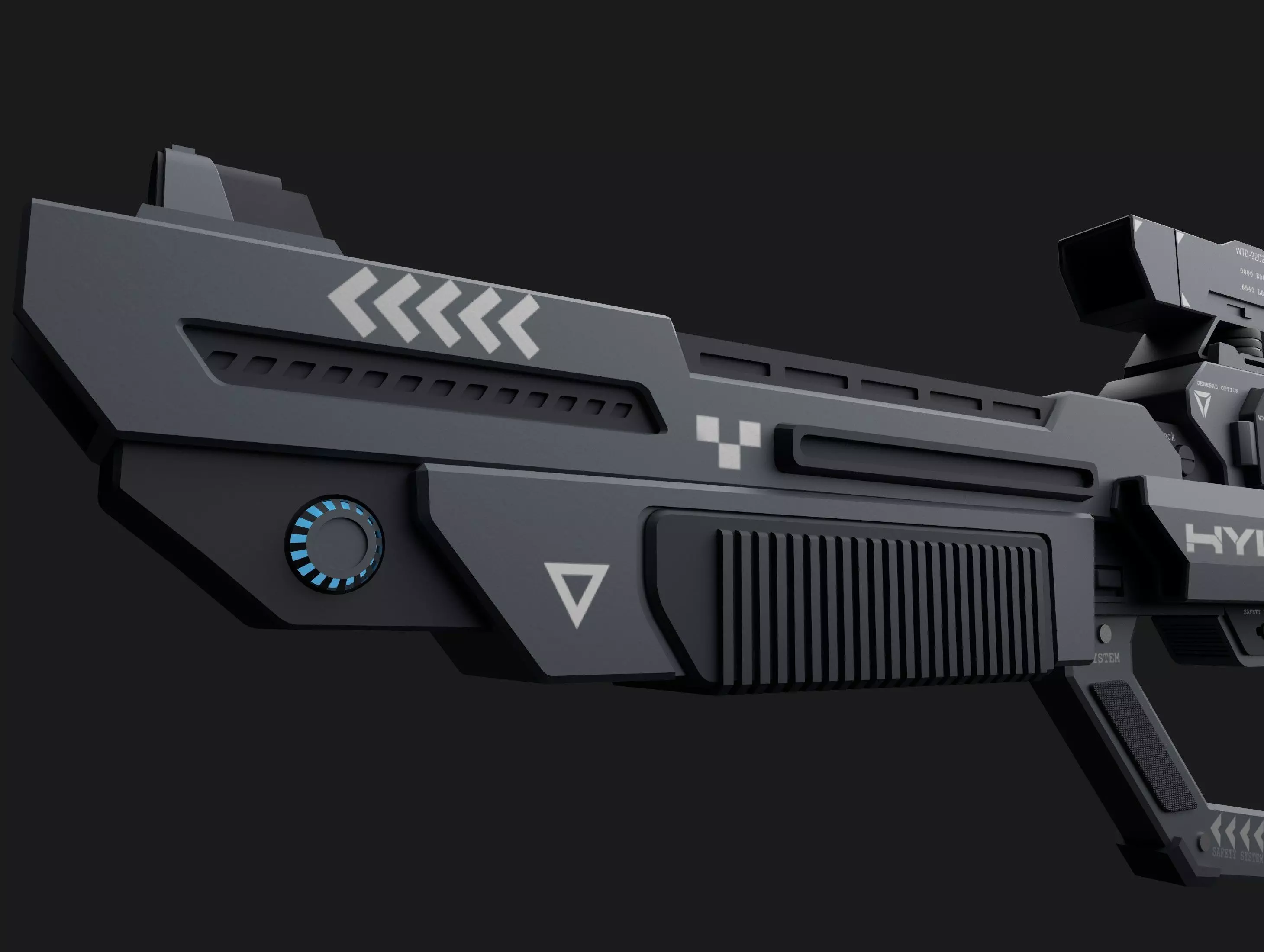 HYBRID Tactical Sci-Fi Rifle Low-poly 3D model_7