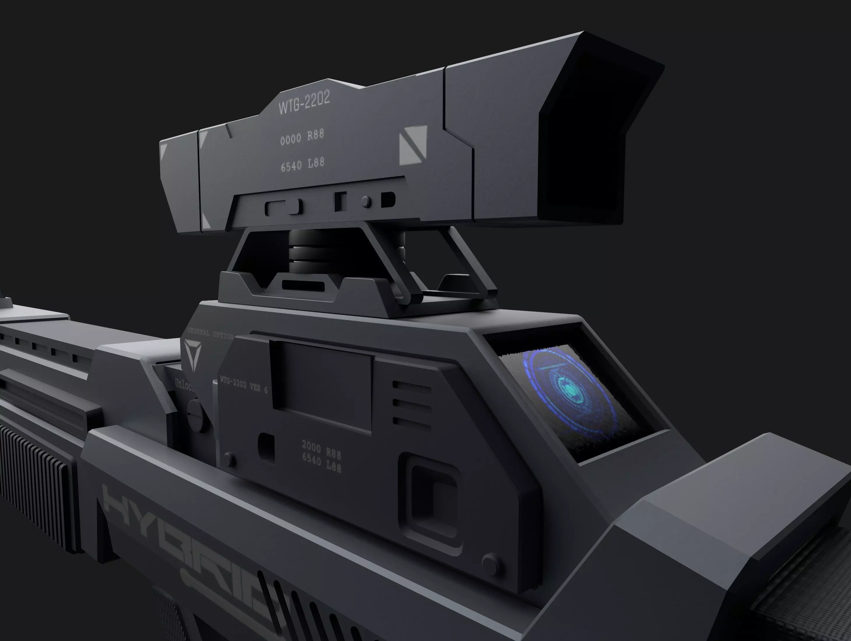 HYBRID Tactical Sci-Fi Rifle Low-poly 3D model_10