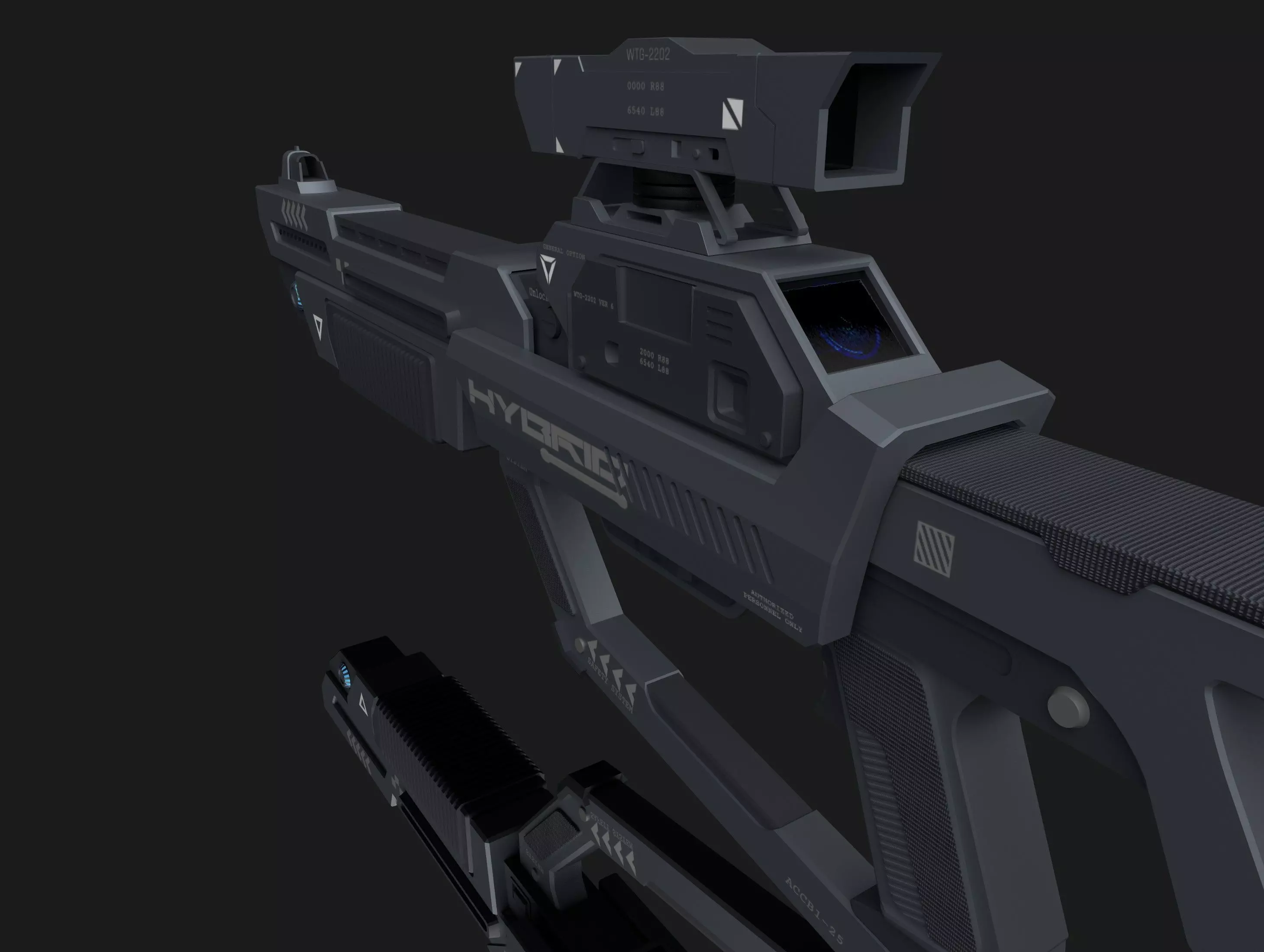 HYBRID Tactical Sci-Fi Rifle Low-poly 3D model_2