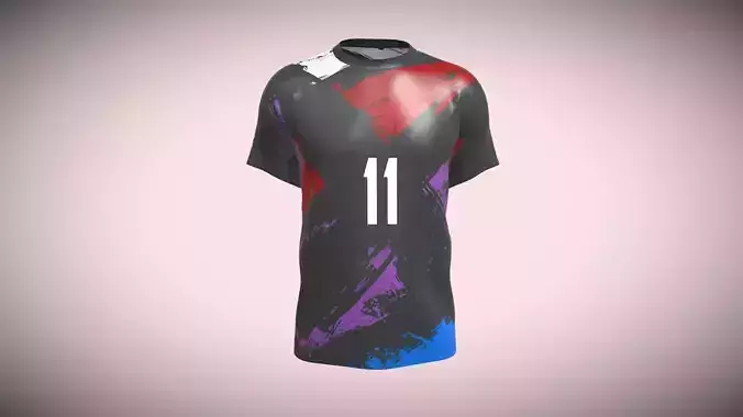 Soccer Ash With Multi Color Jersey Player-11 In Low Poly