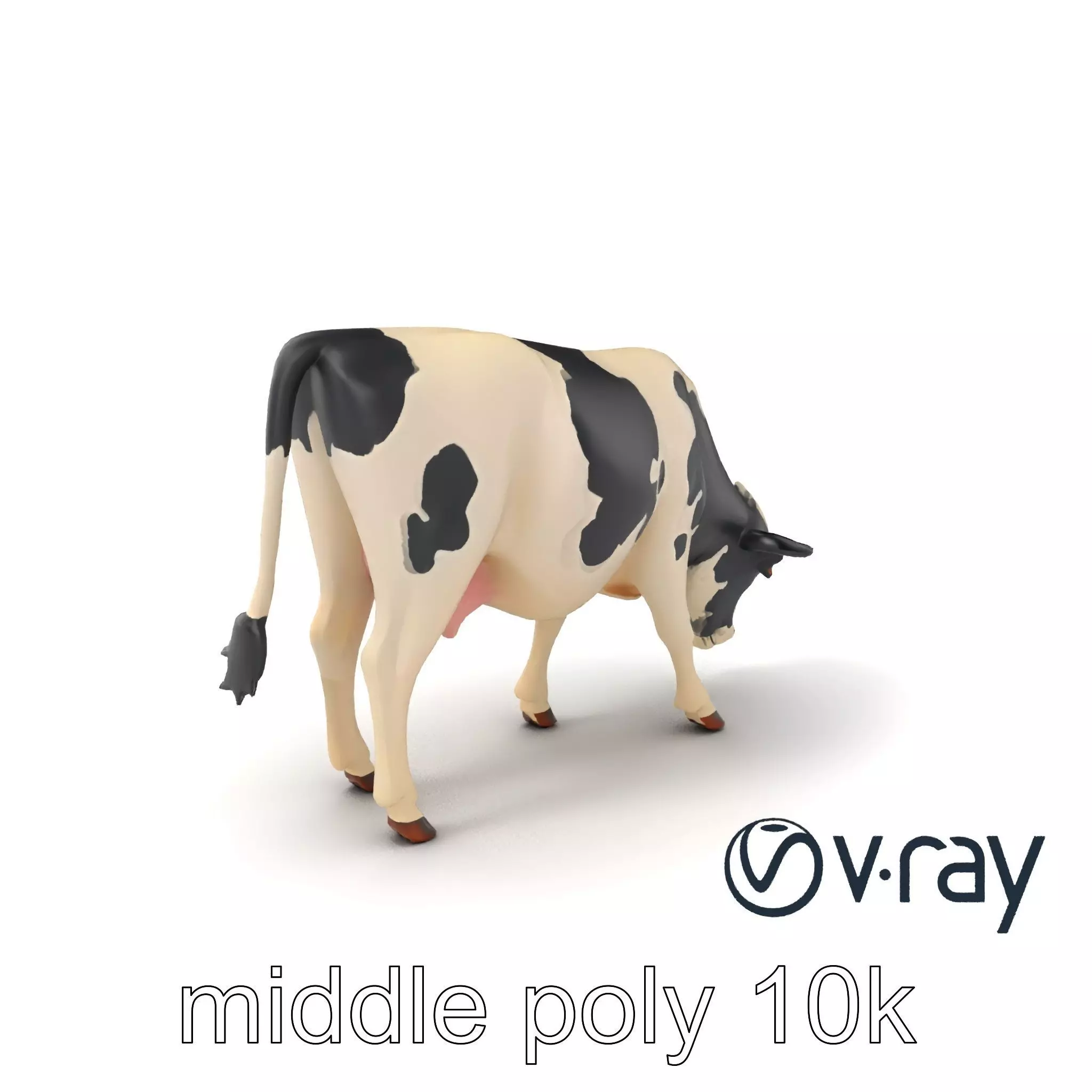 Realistic Grazing Cow Model Pack Low-poly 3D model_0