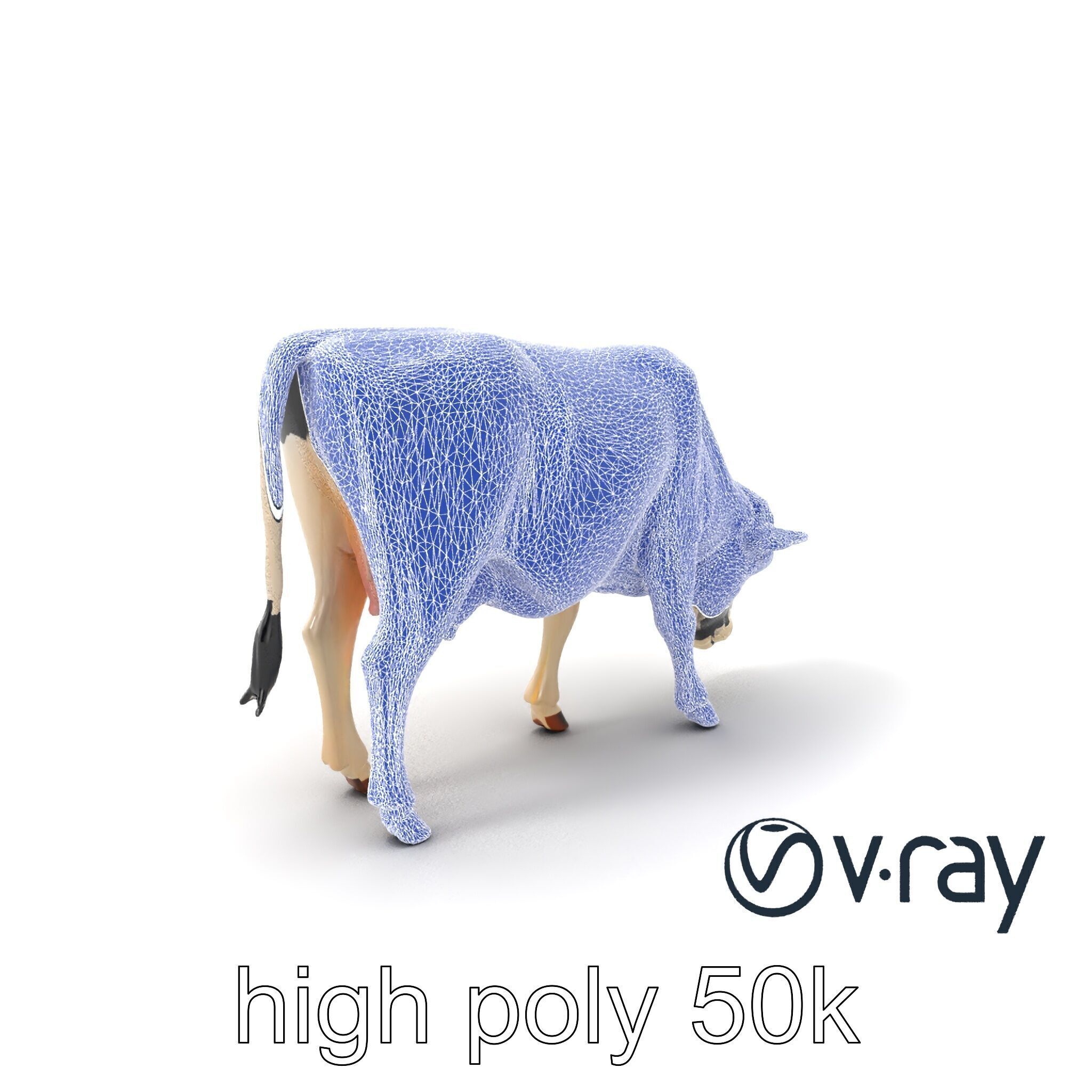 Realistic Grazing Cow Model Pack Low-poly 3D model_19