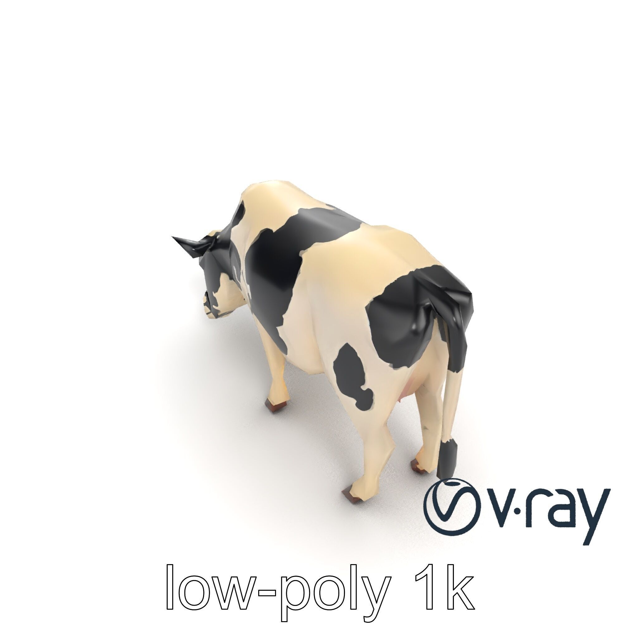 Realistic Grazing Cow Model Pack Low-poly 3D model_8