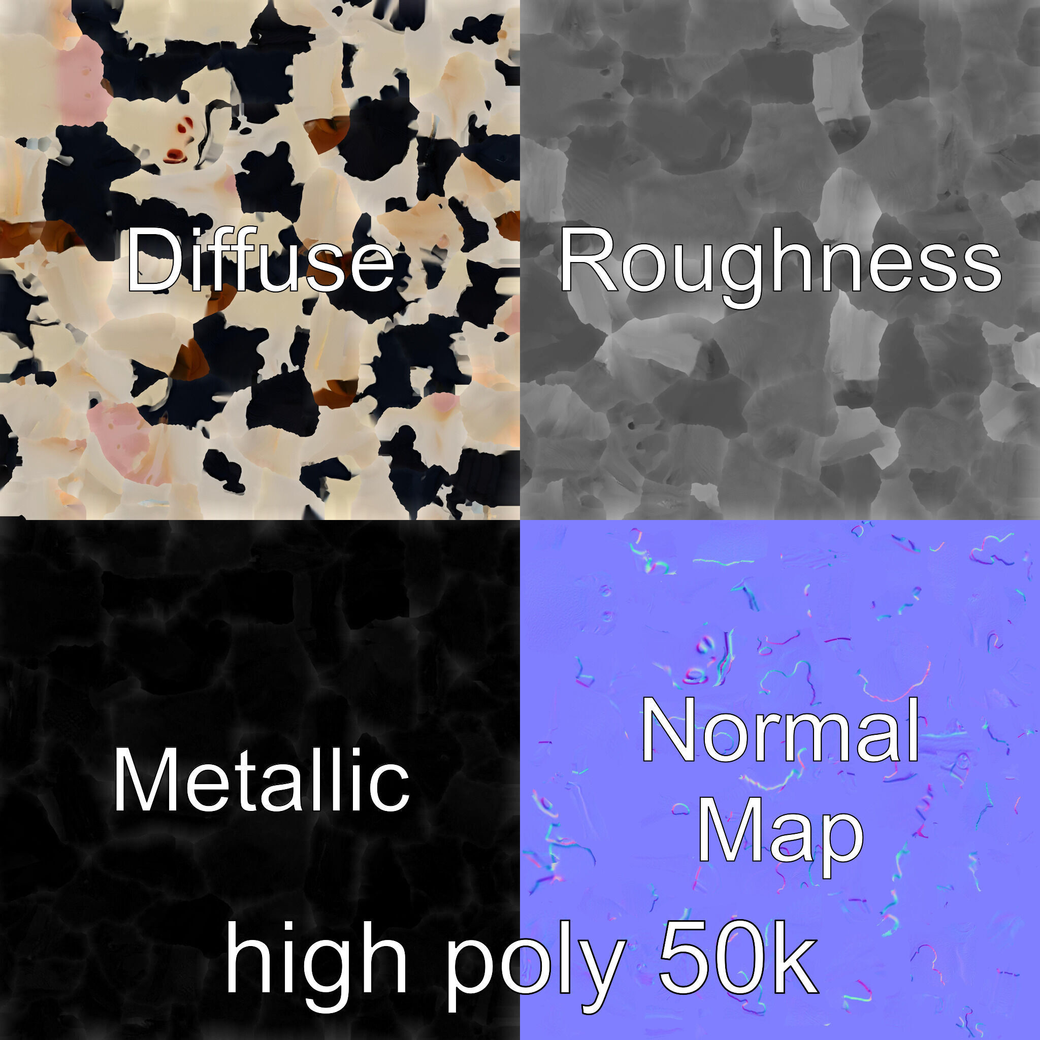 Realistic Grazing Cow Model Pack Low-poly 3D model_1