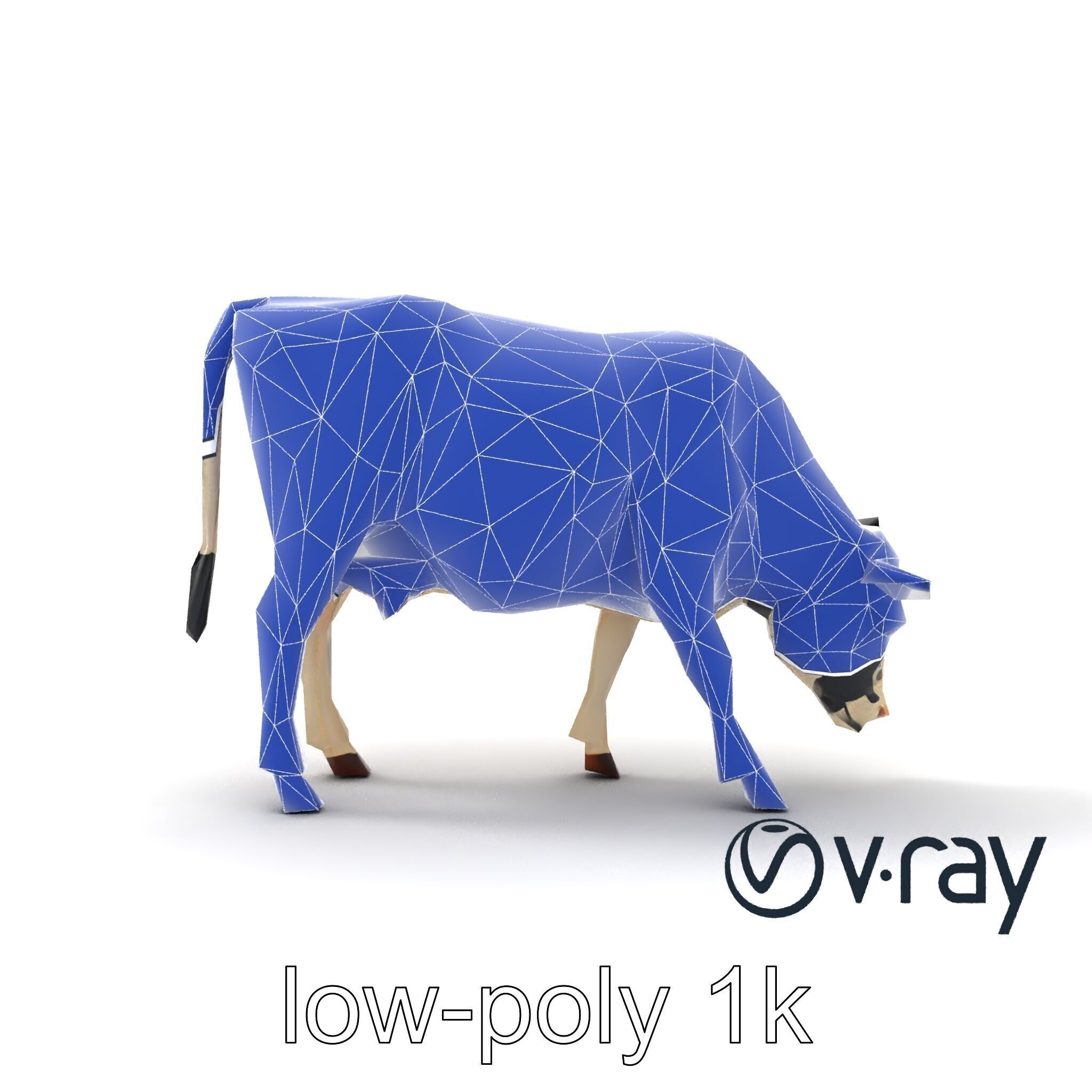 Realistic Grazing Cow Model Pack Low-poly 3D model_28