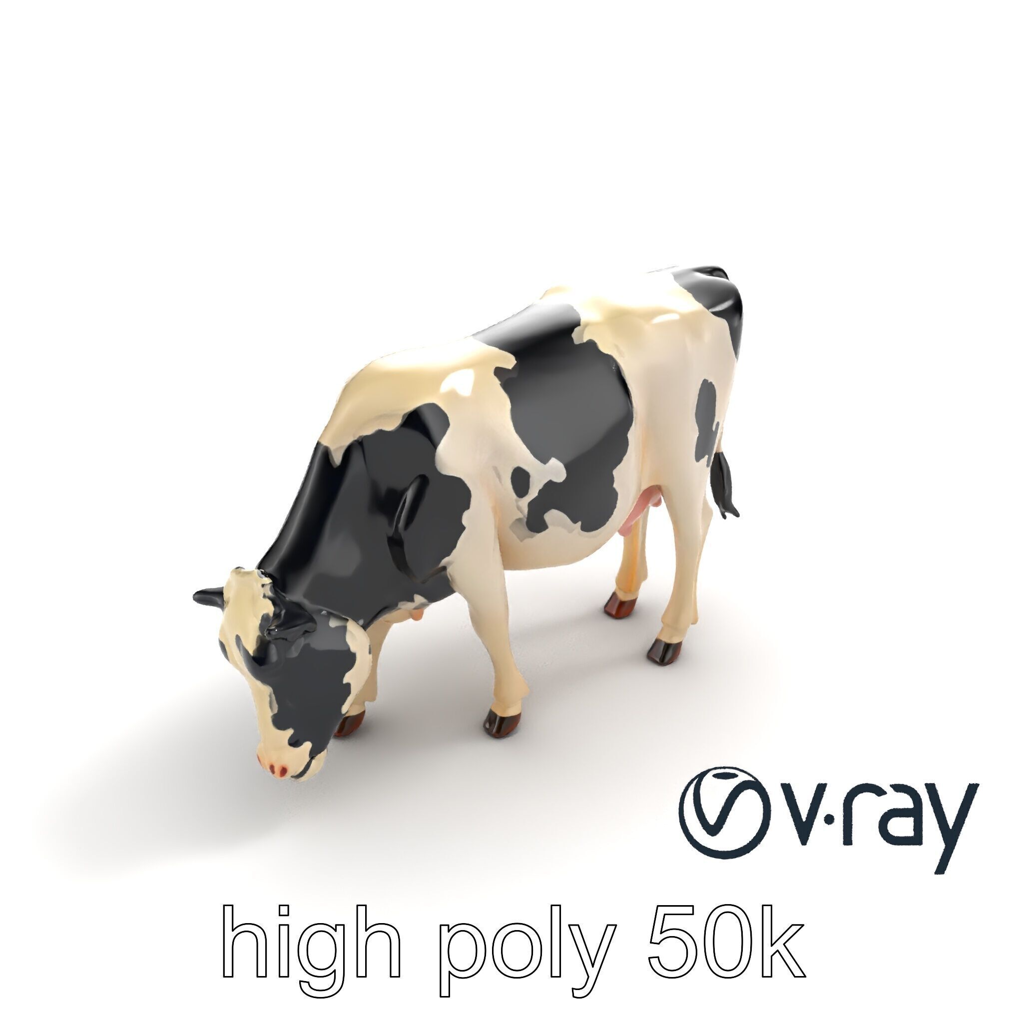 Realistic Grazing Cow Model Pack Low-poly 3D model_9
