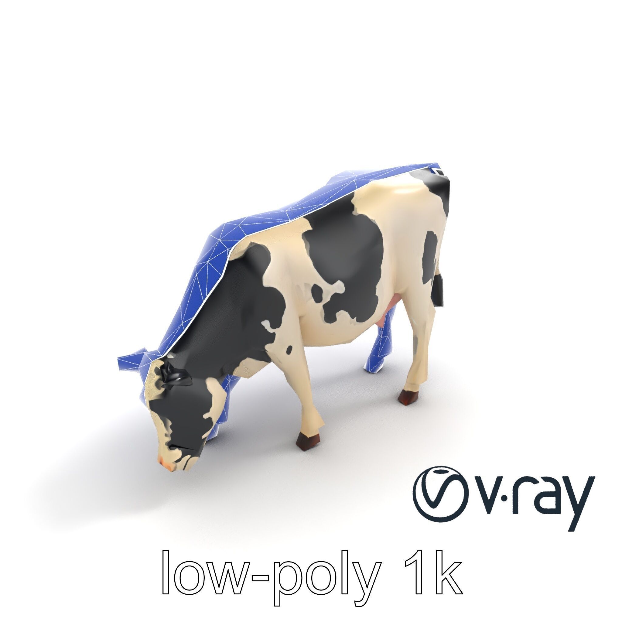 Realistic Grazing Cow Model Pack Low-poly 3D model_17