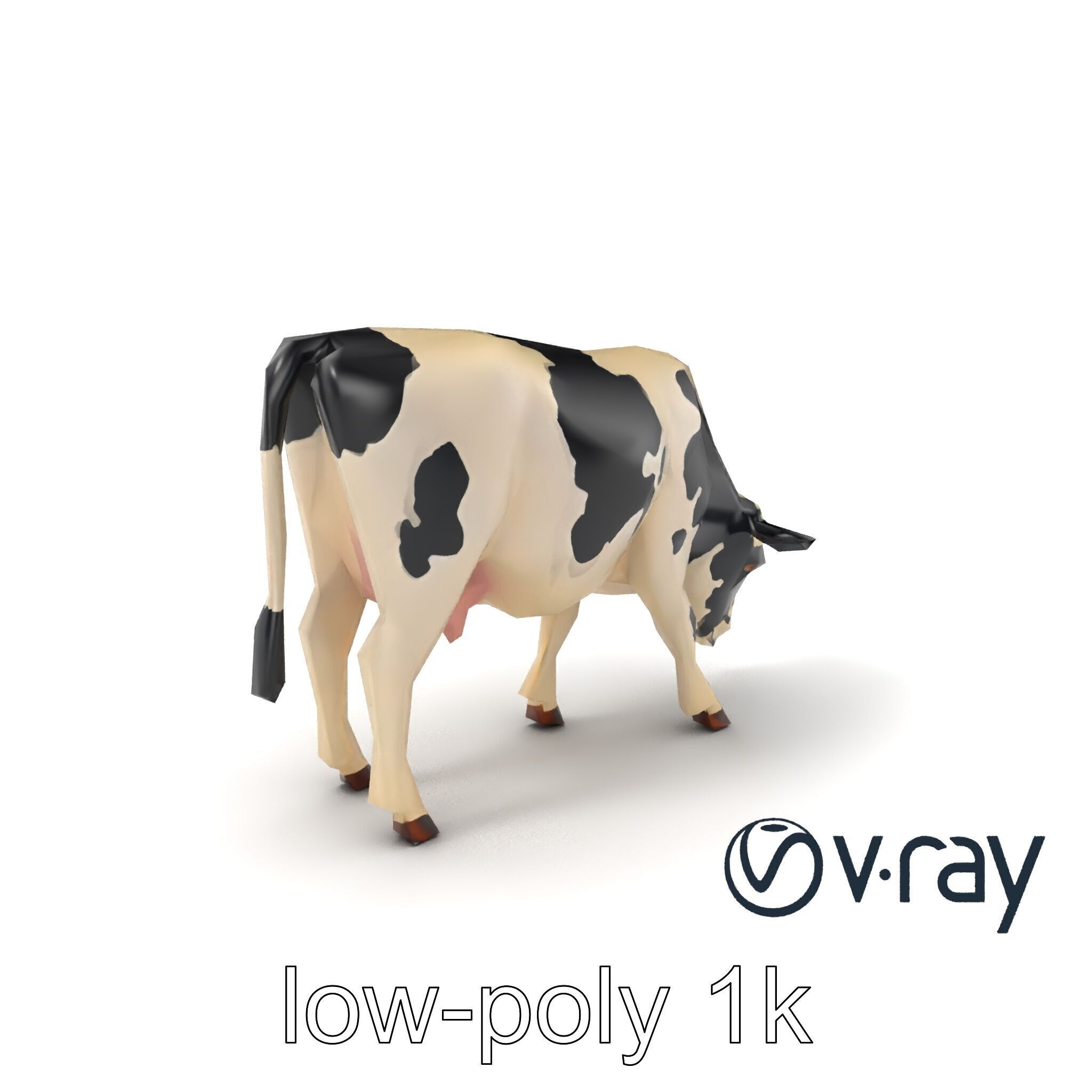 Realistic Grazing Cow Model Pack Low-poly 3D model_2