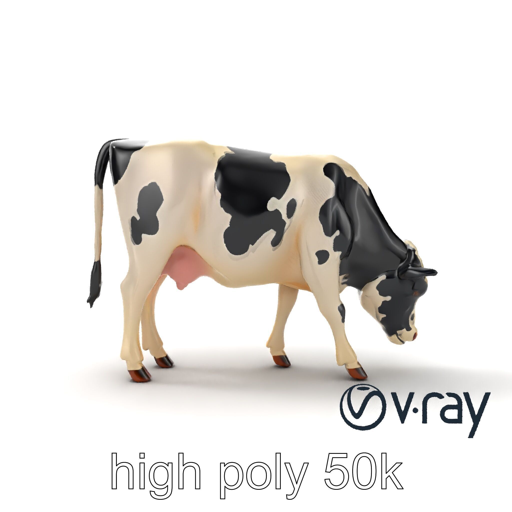 Realistic Grazing Cow Model Pack Low-poly 3D model_27