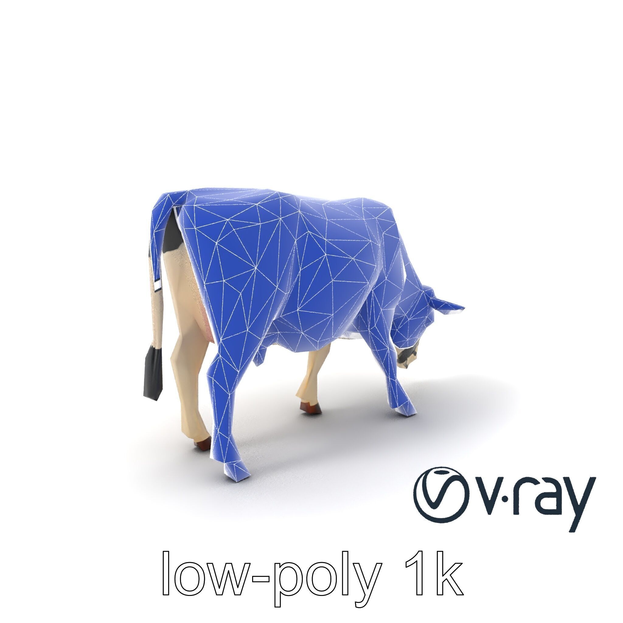 Realistic Grazing Cow Model Pack Low-poly 3D model_20
