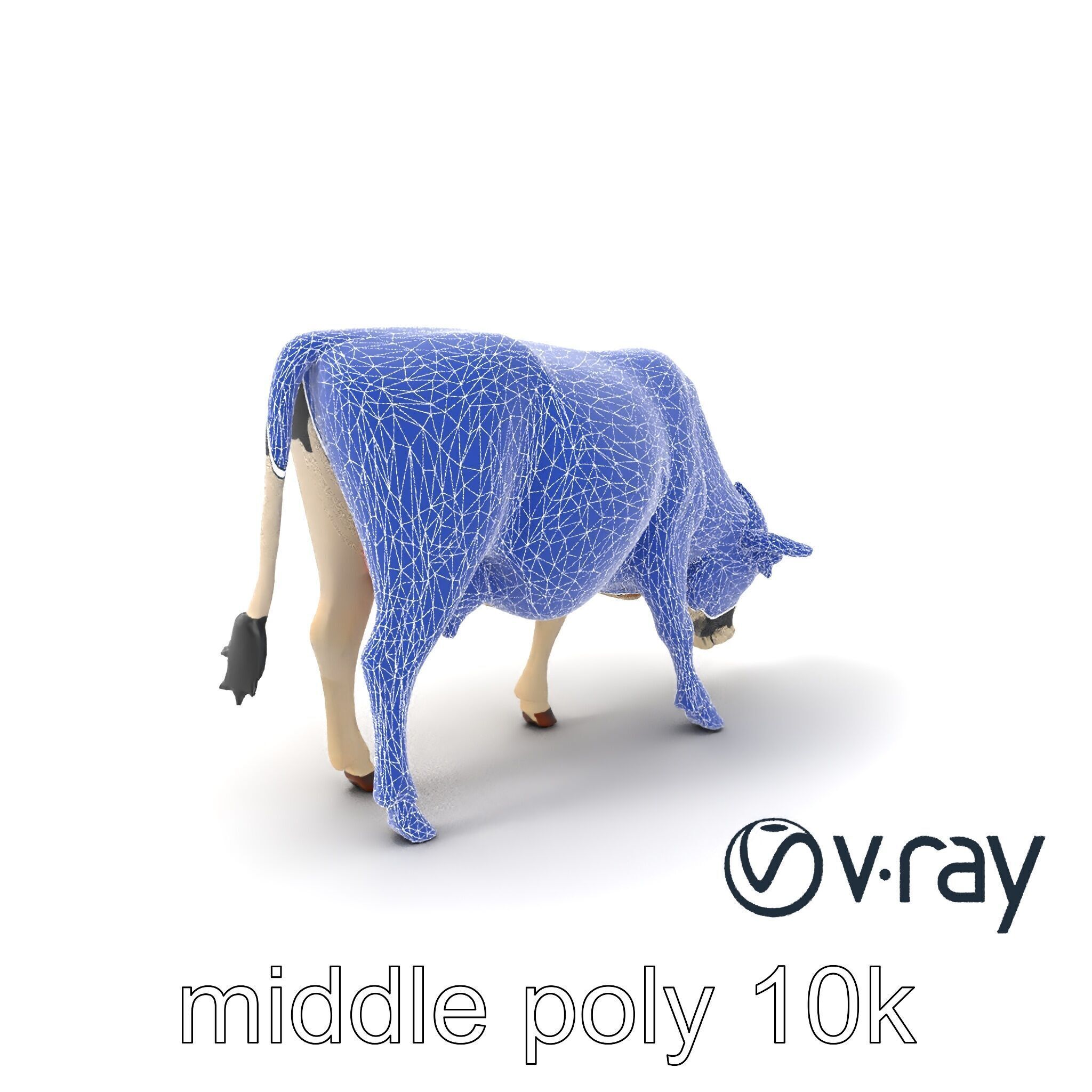 Realistic Grazing Cow Model Pack Low-poly 3D model_7