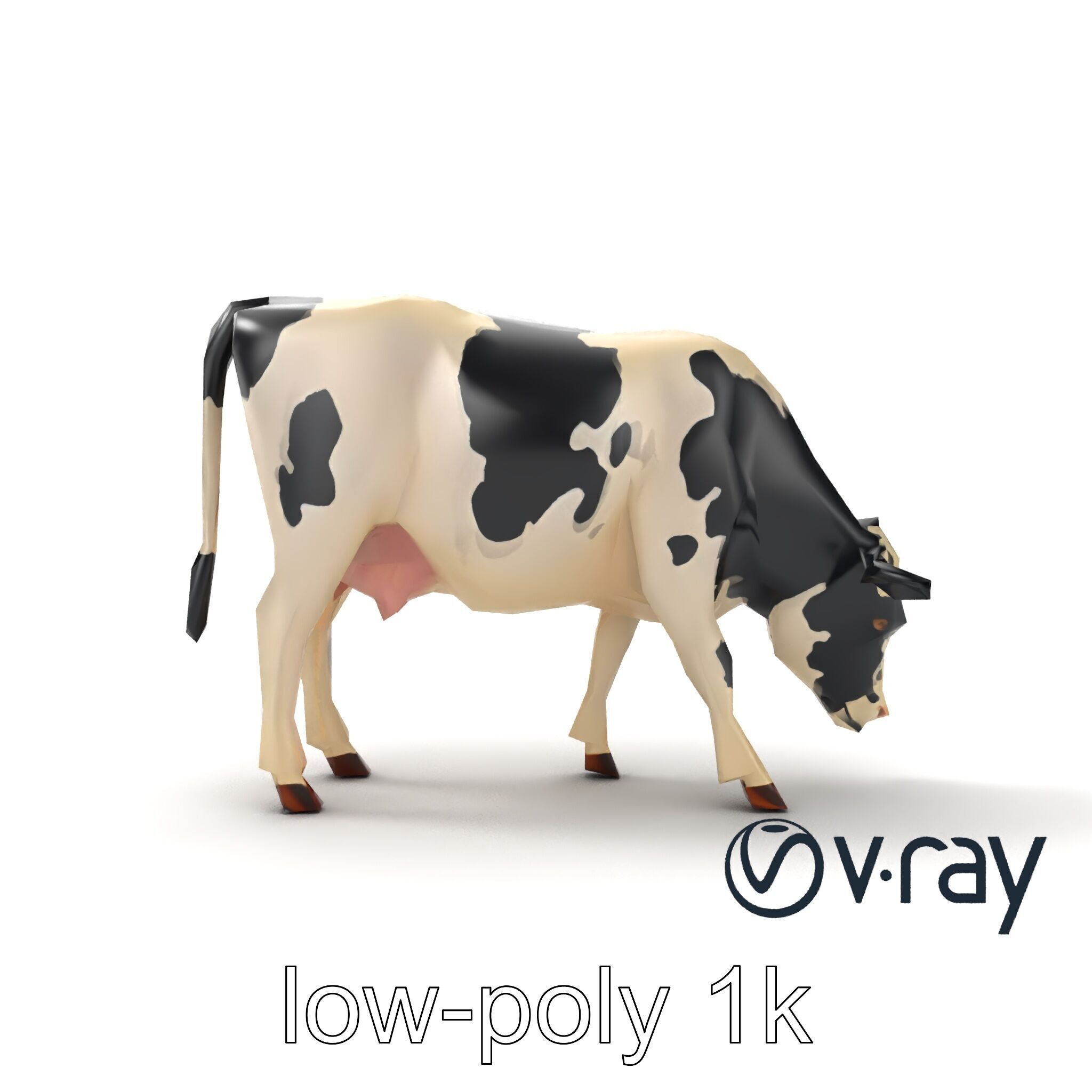 Realistic Grazing Cow Model Pack Low-poly 3D model_15