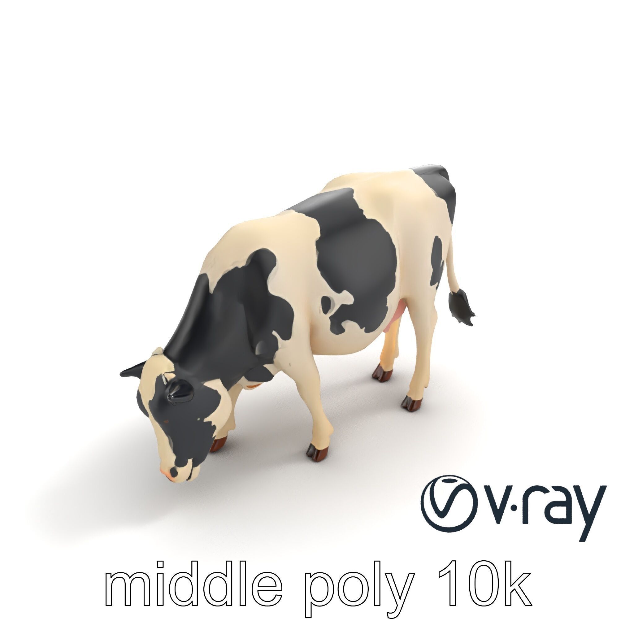 Realistic Grazing Cow Model Pack Low-poly 3D model_4