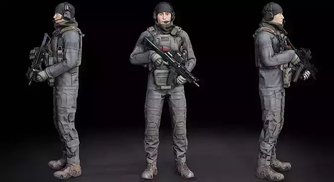 Modular Soldier PMC V1 Low-poly 3D model