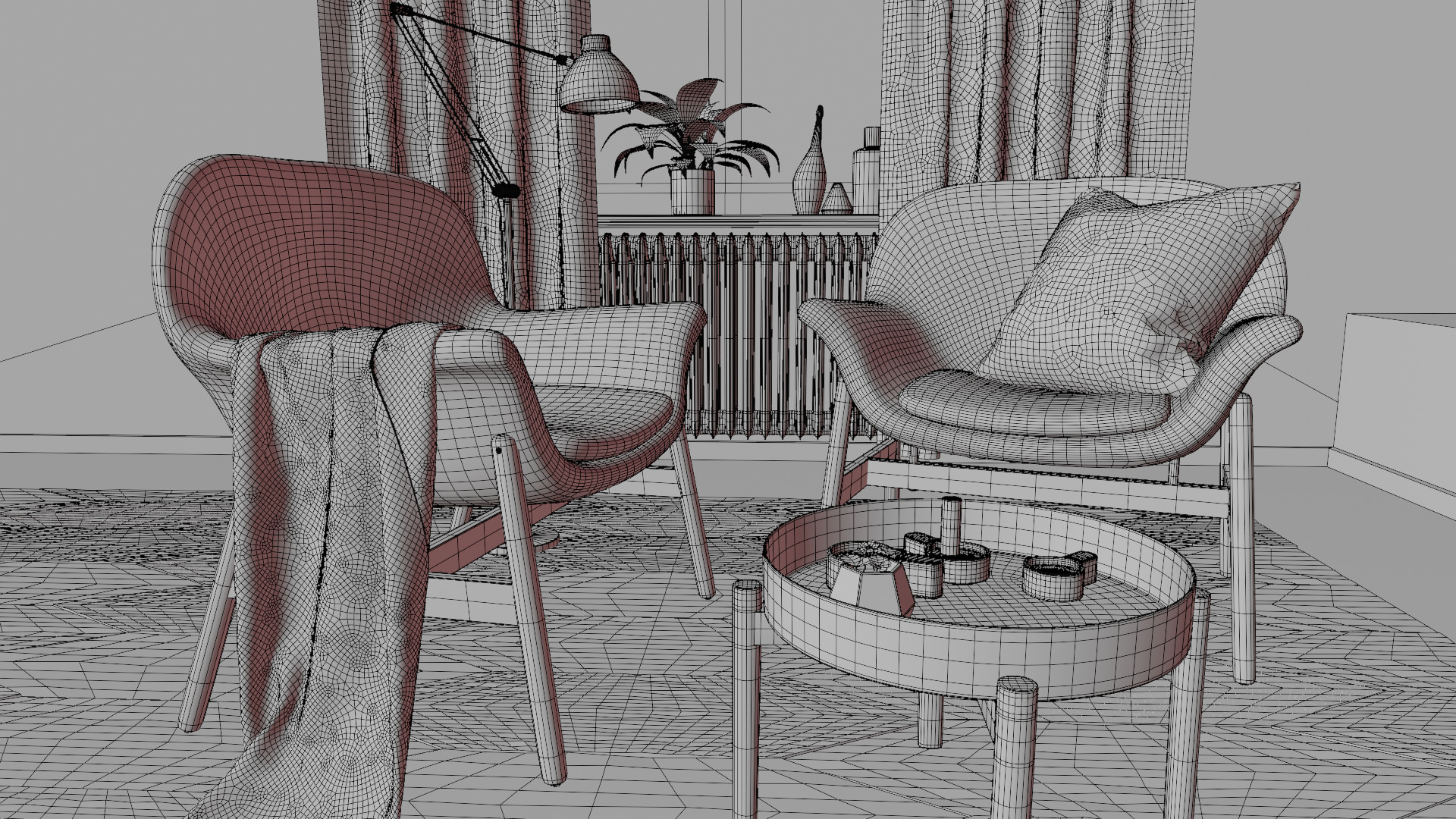 Vedbo Armchair Scene 3D model_1