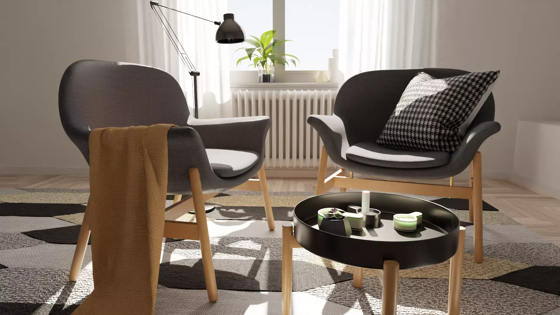 Vedbo Armchair Scene 3D model_0