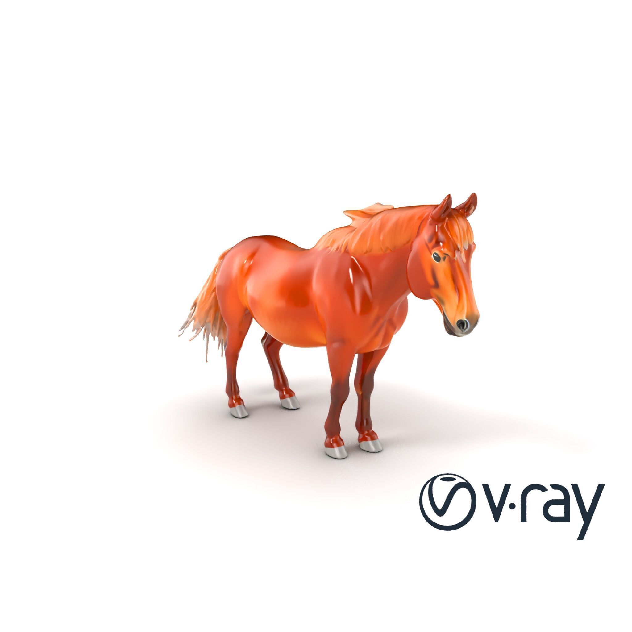 Chestnut Horse Equestrian Environment model pack Low-poly 3D model_6
