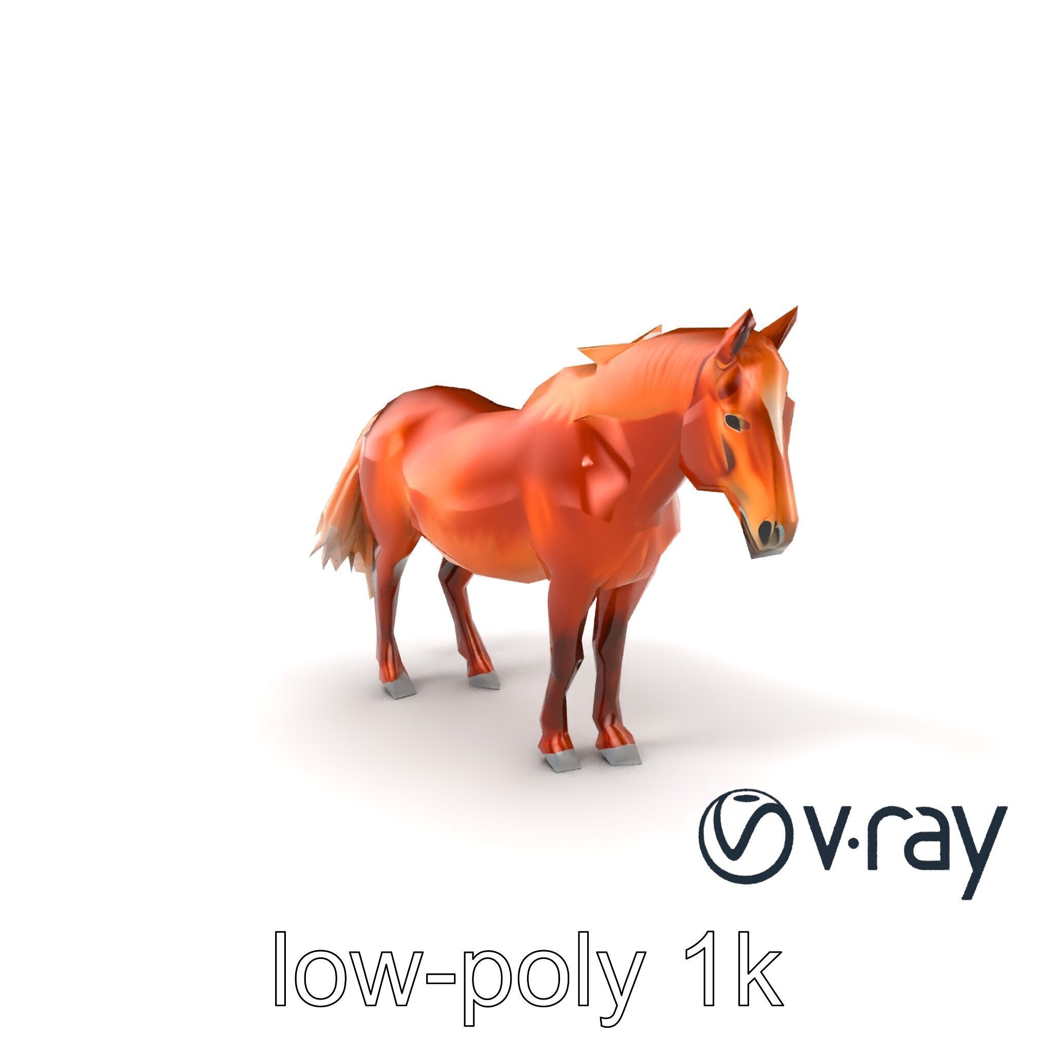 Chestnut Horse Equestrian Environment model pack Low-poly 3D model_2