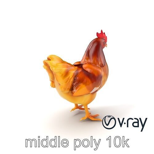 Golden Brown Chicken Animated model pack Low-poly 3D model