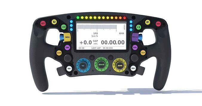 Racing Car Steering Wheel Low-poly 3D model 4