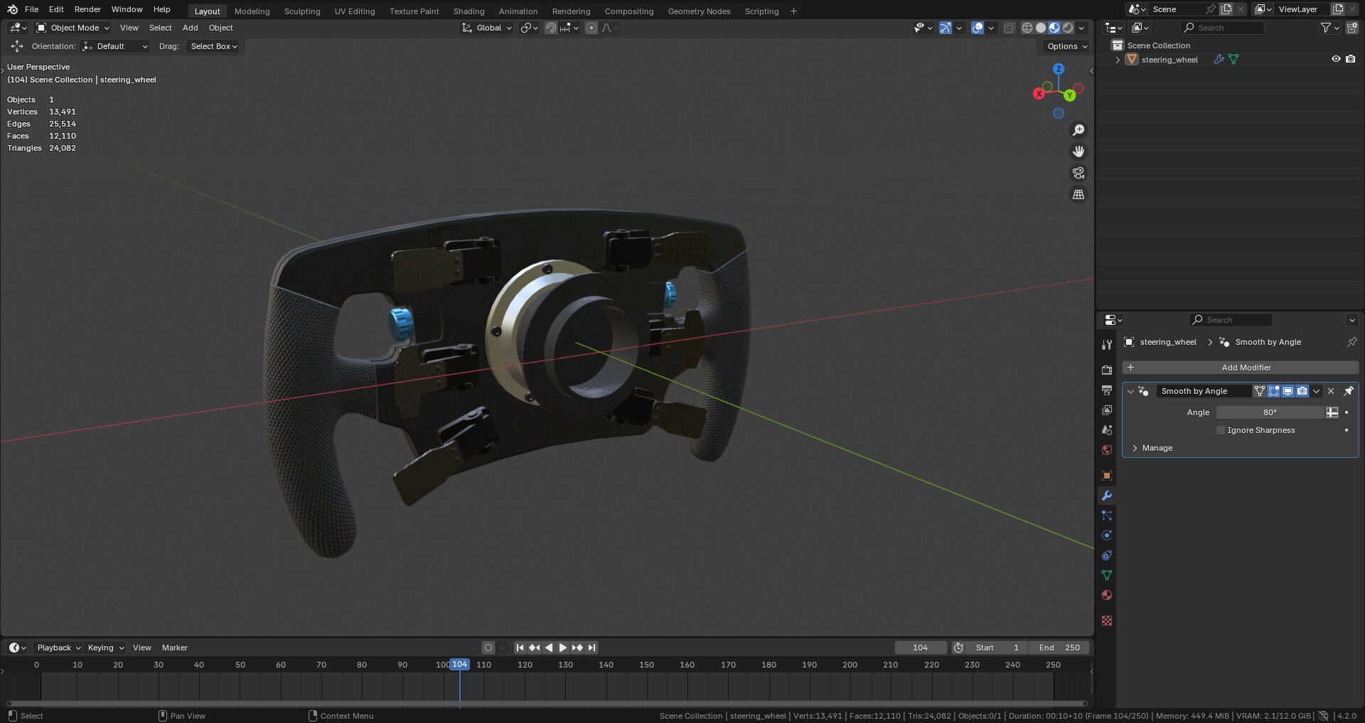Racing Car Steering Wheel Low-poly 3D model_7