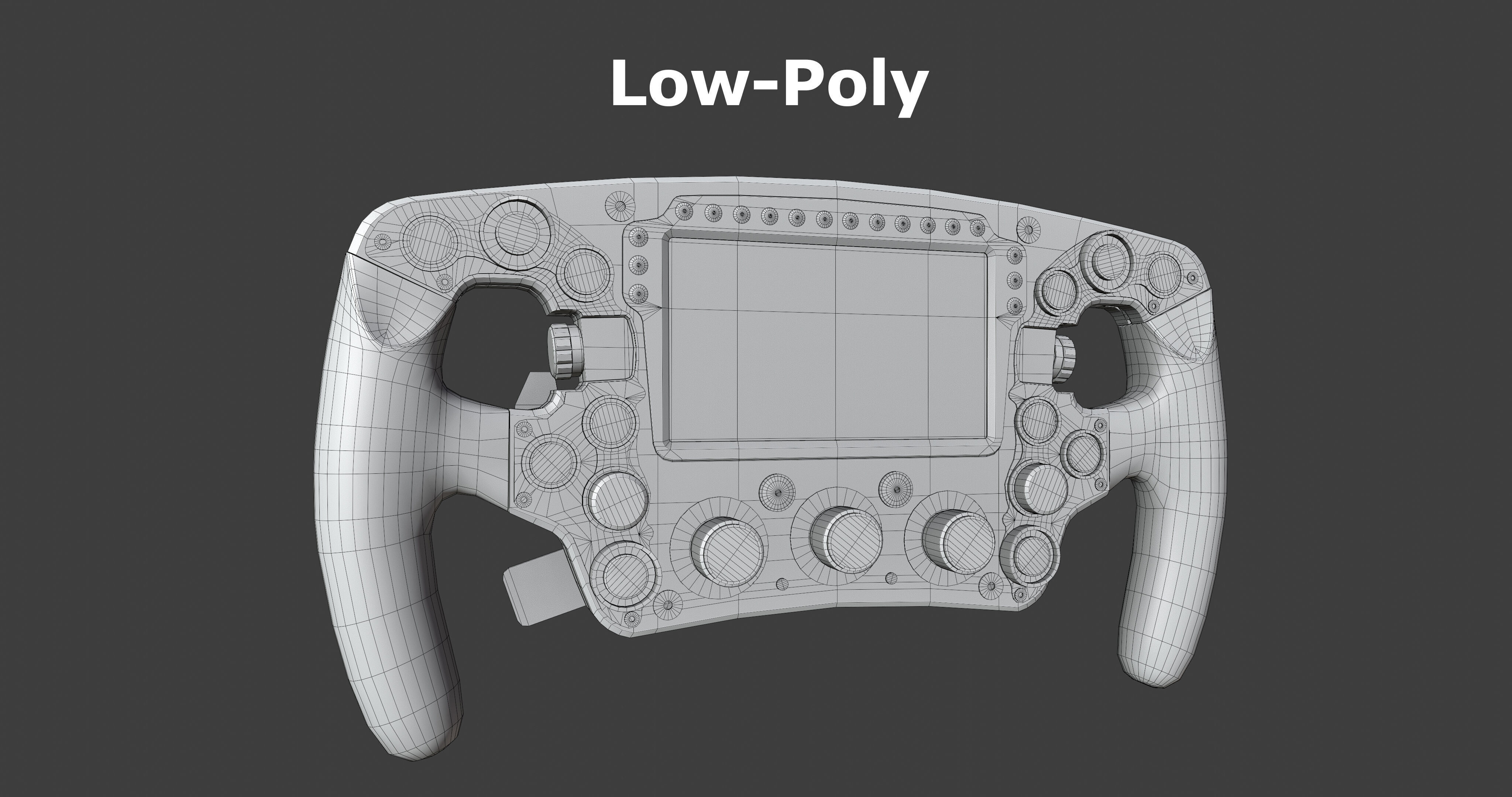 Racing Car Steering Wheel Low-poly 3D model_8
