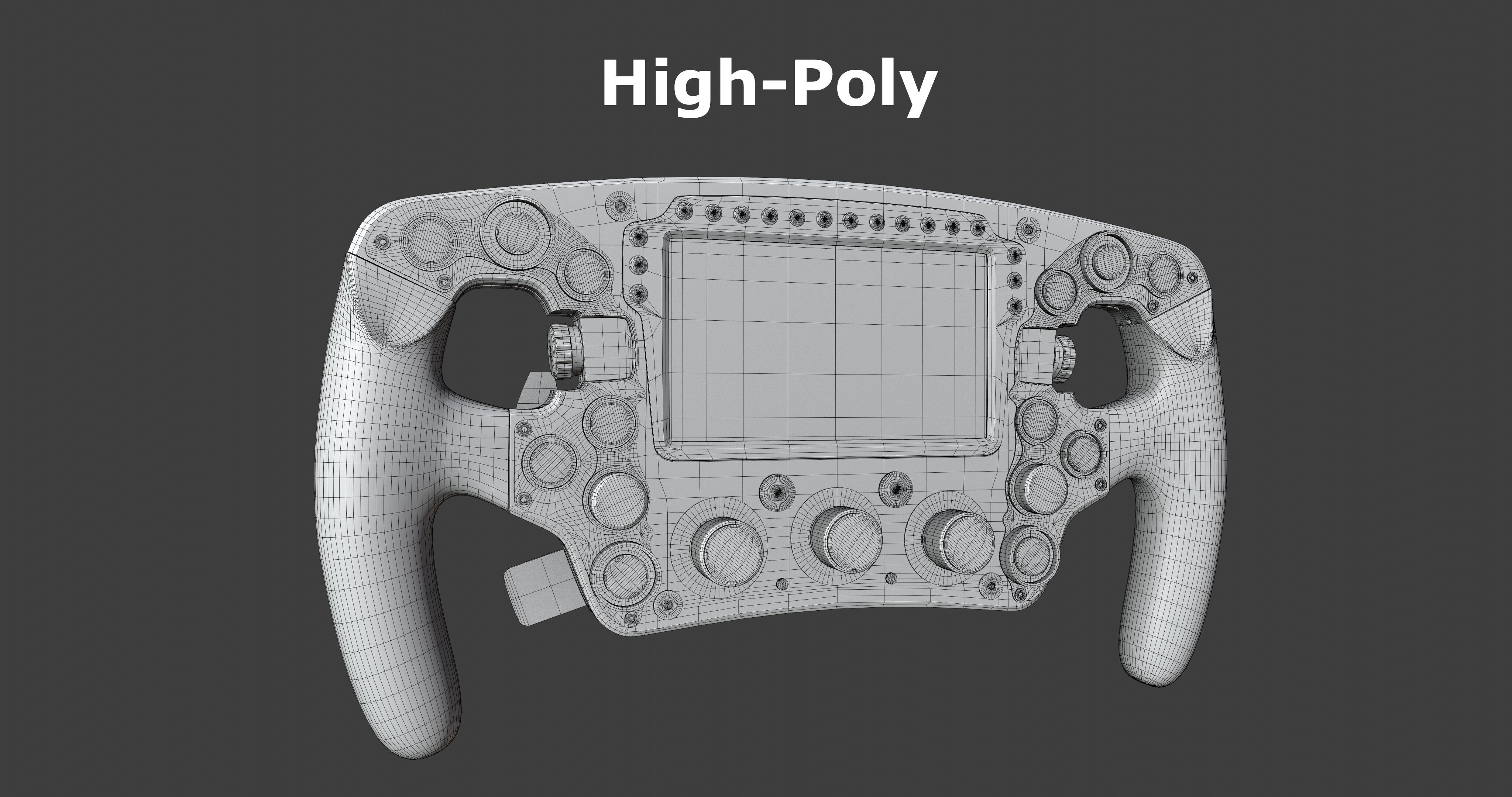 Racing Car Steering Wheel Low-poly 3D model_9