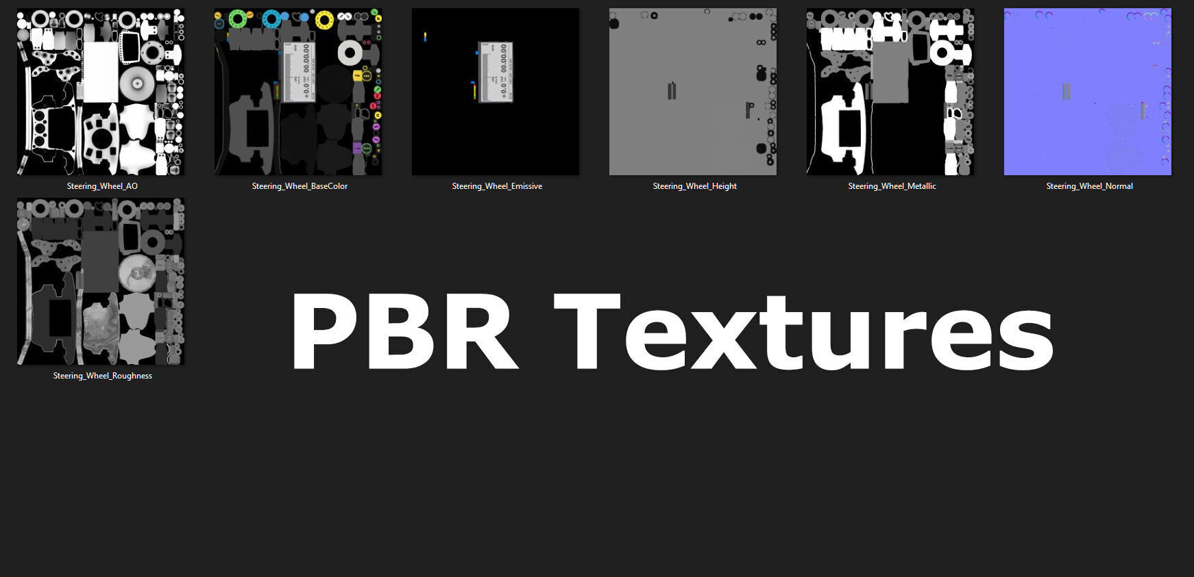 Racing Car Steering Wheel Low-poly 3D model_14