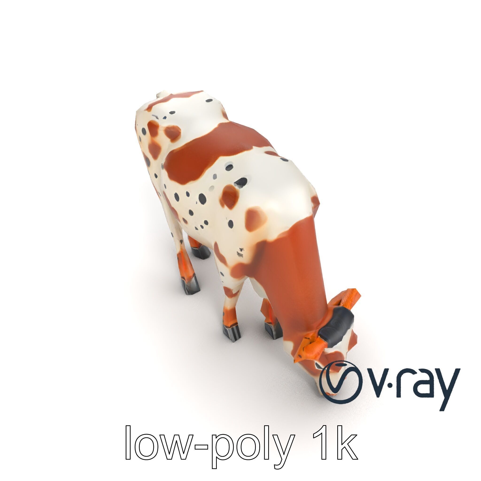 Spotted Cow Grazing Animation Farm model pack Low-poly 3D model_8