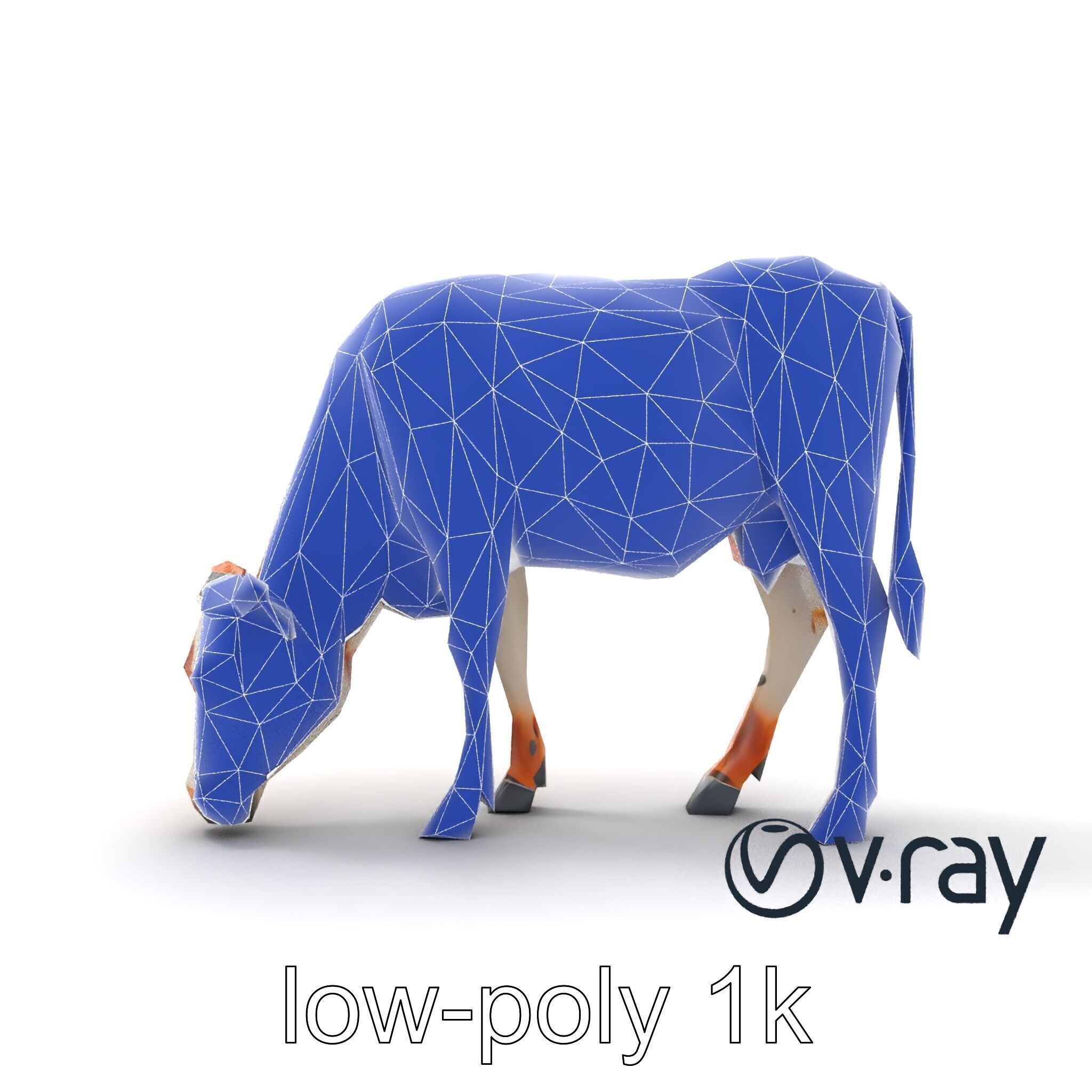 Spotted Cow Grazing Animation Farm model pack Low-poly 3D model_20