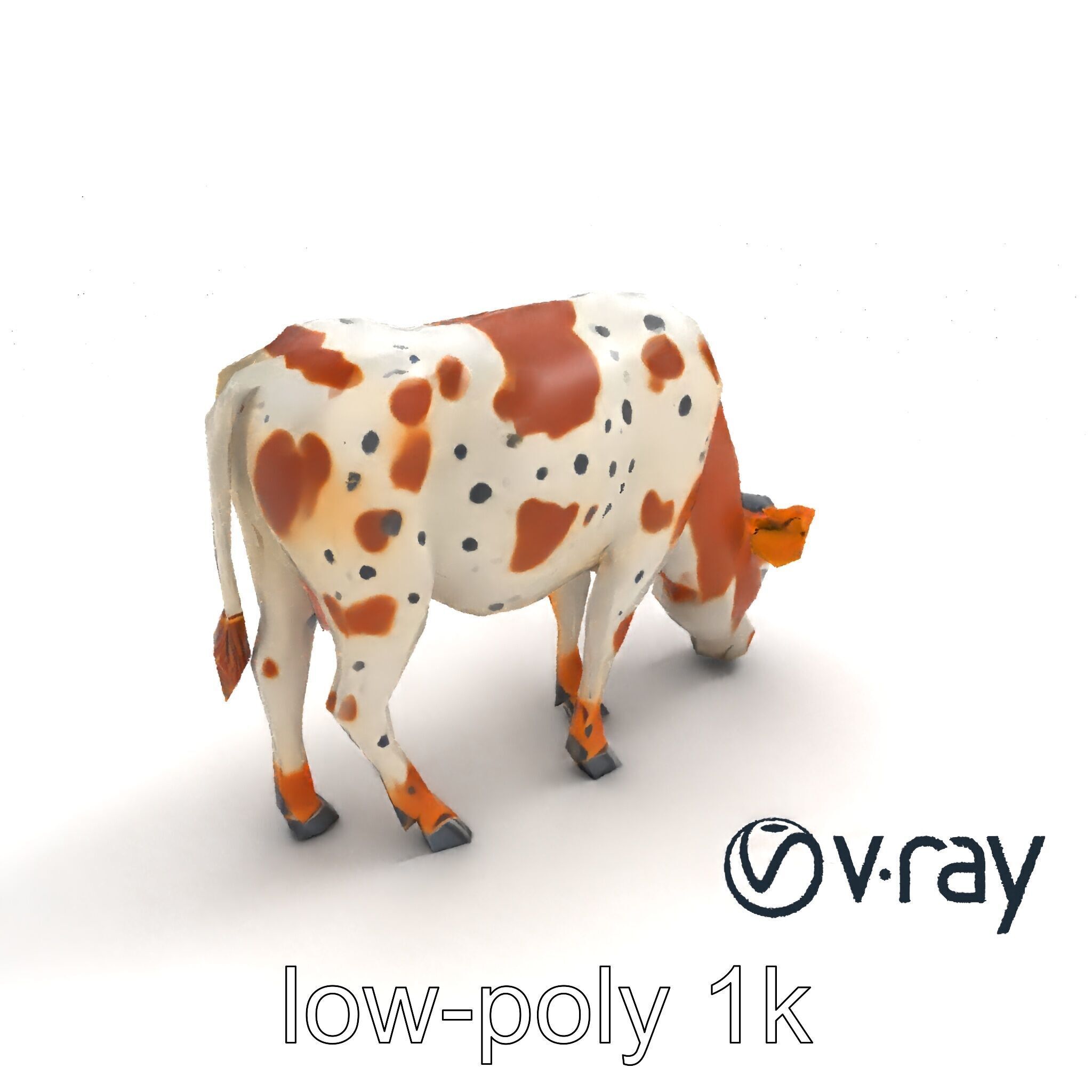 Spotted Cow Grazing Animation Farm model pack Low-poly 3D model_5