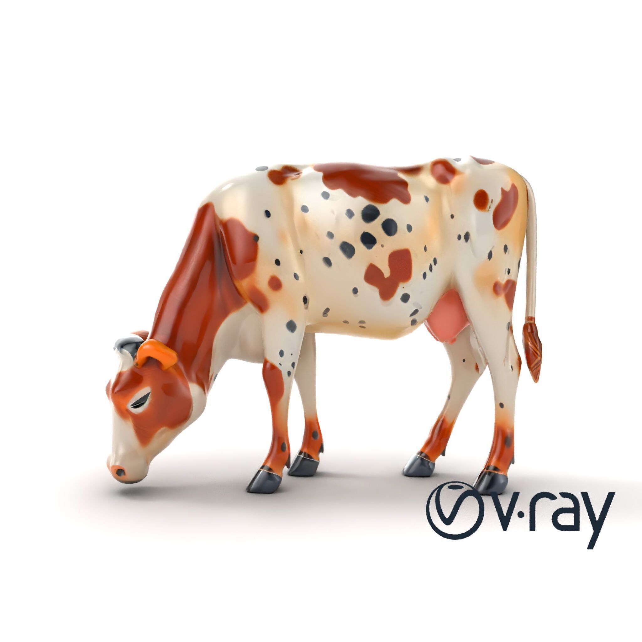 Spotted Cow Grazing Animation Farm model pack Low-poly 3D model_25