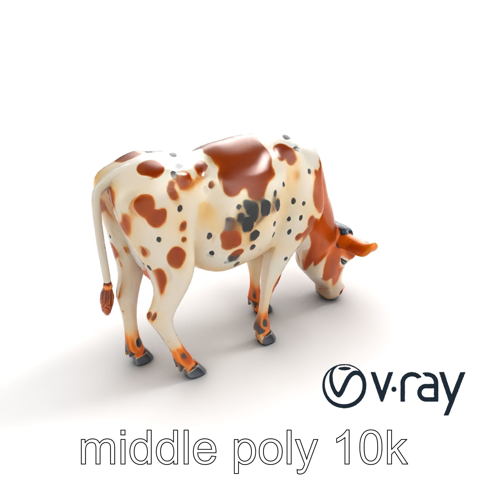 Spotted Cow Grazing Animation Farm model pack Low-poly 3D model_7