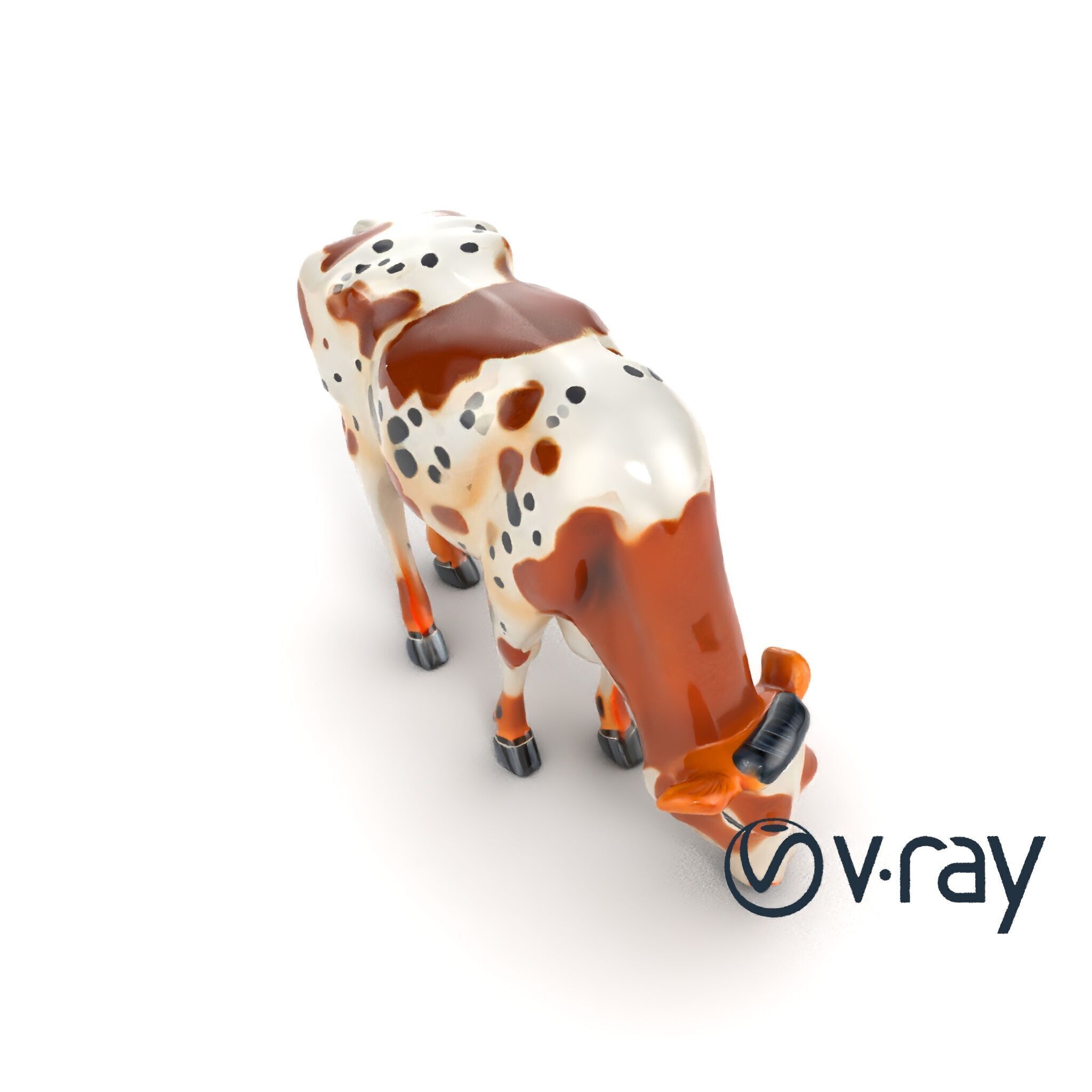 Spotted Cow Grazing Animation Farm model pack Low-poly 3D model_29