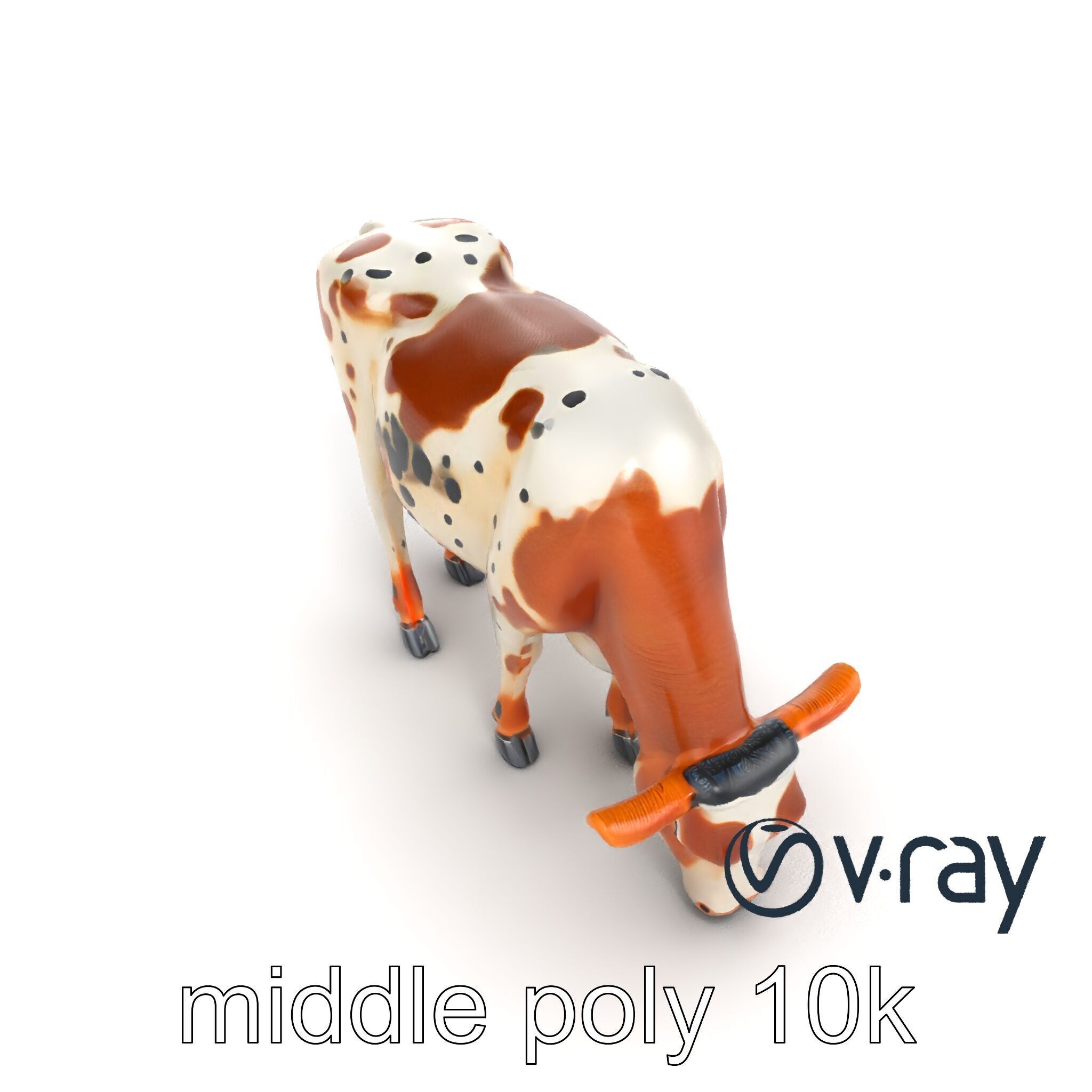 Spotted Cow Grazing Animation Farm model pack Low-poly 3D model_28