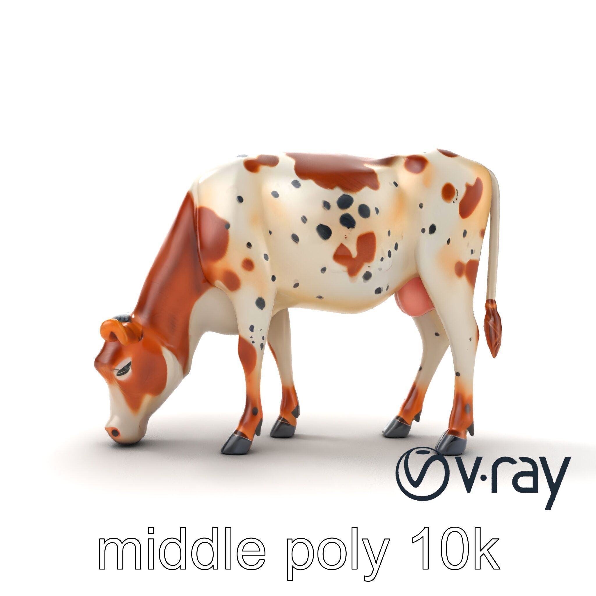 Spotted Cow Grazing Animation Farm model pack Low-poly 3D model_19