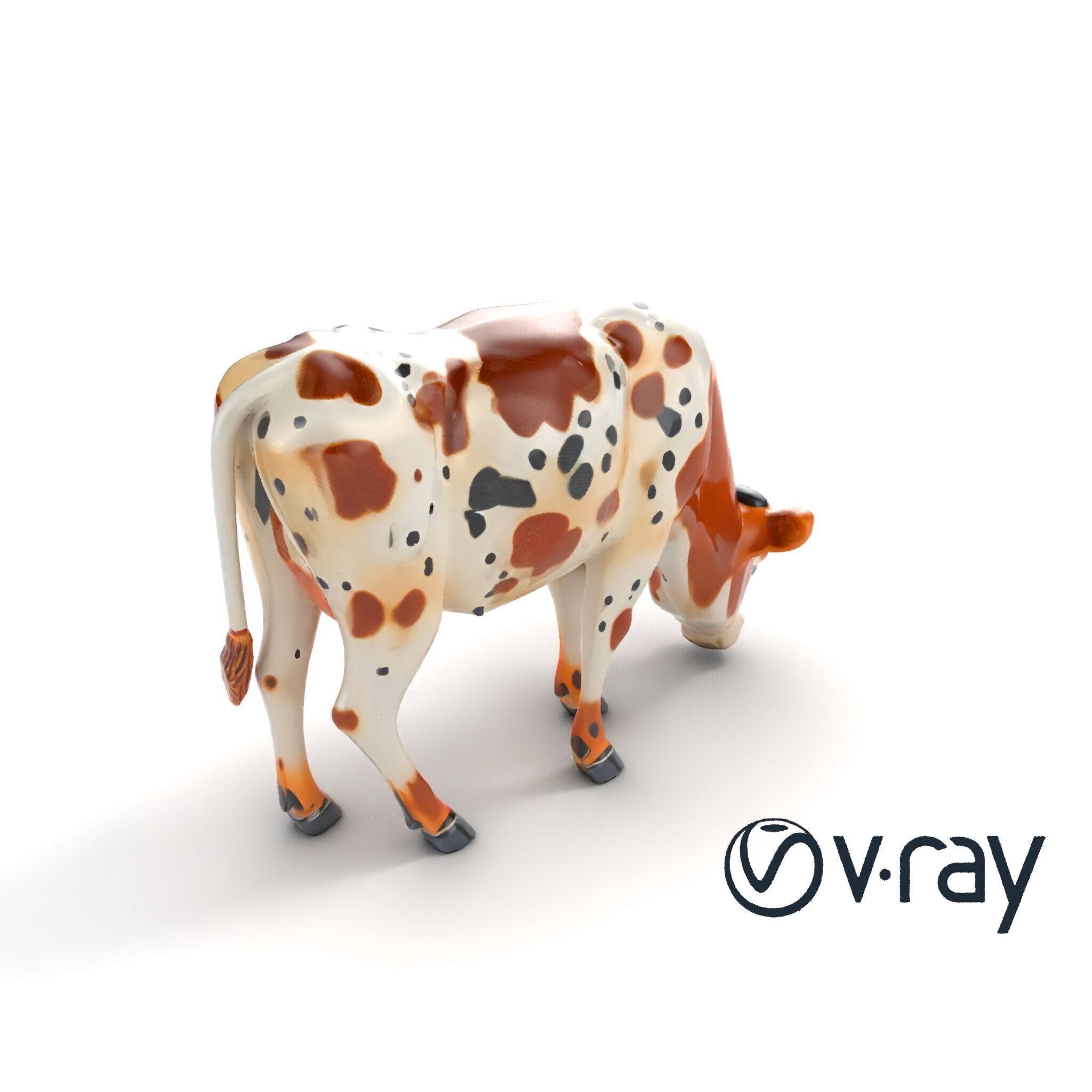 Spotted Cow Grazing Animation Farm model pack Low-poly 3D model_9