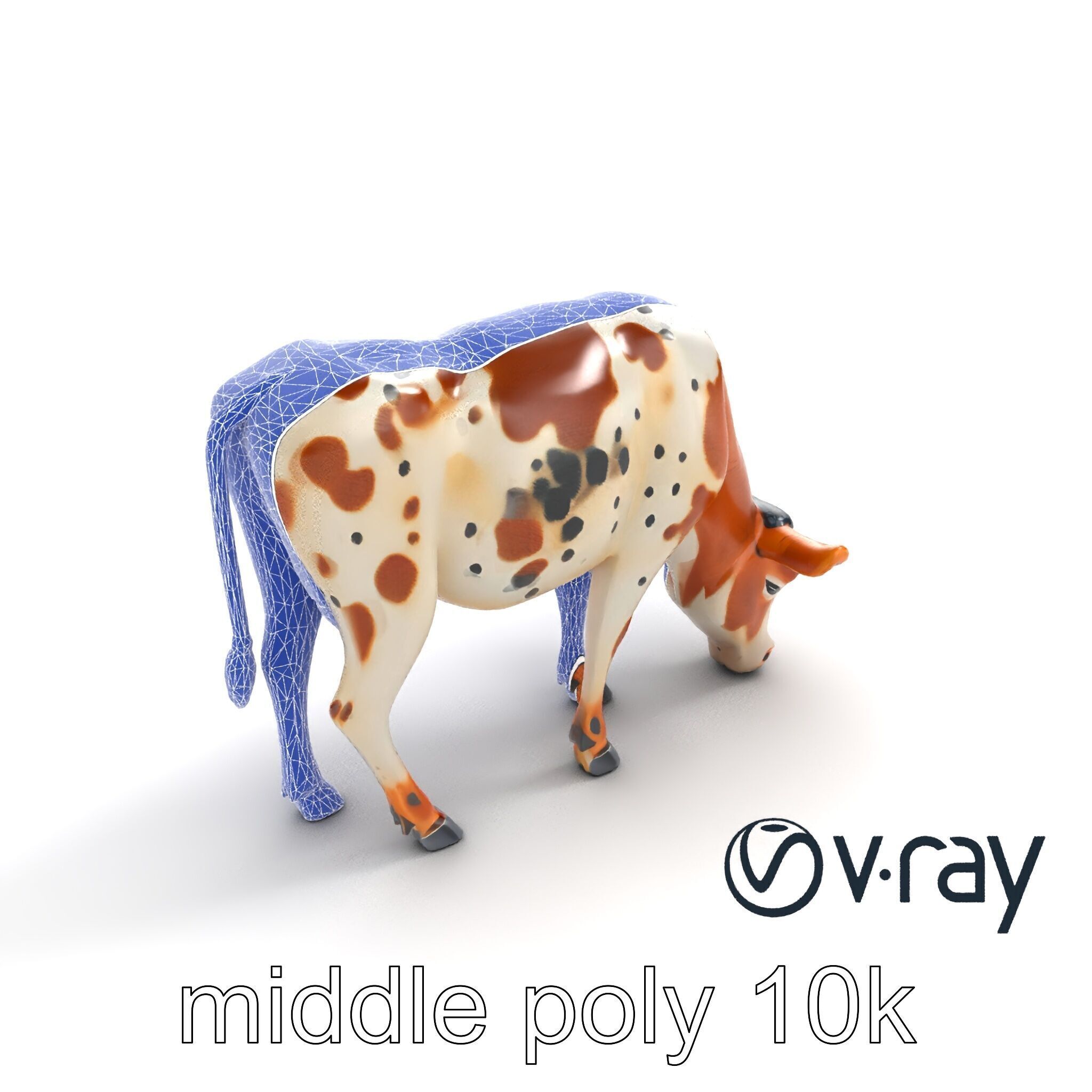 Spotted Cow Grazing Animation Farm model pack Low-poly 3D model_24